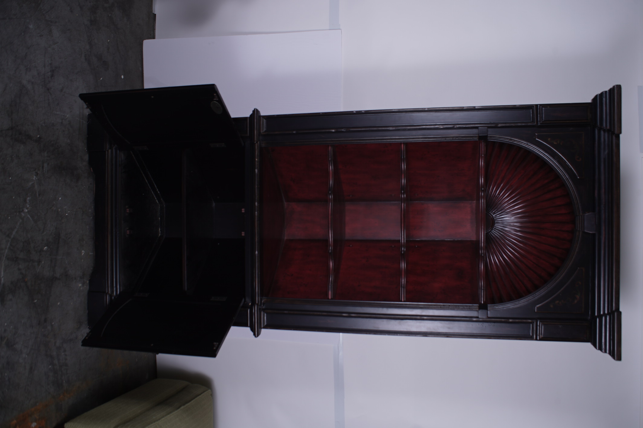 Colonial Style Shell Carved Painted Corner Cabinet by Hooker Furniture