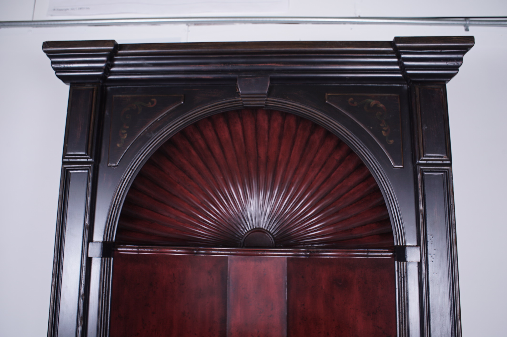 Colonial Style Shell Carved Painted Corner Cabinet by Hooker Furniture