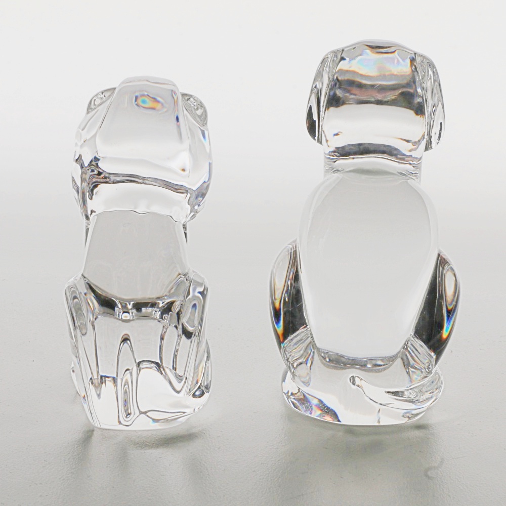 Steuben Glass Lion and Dog Figurines