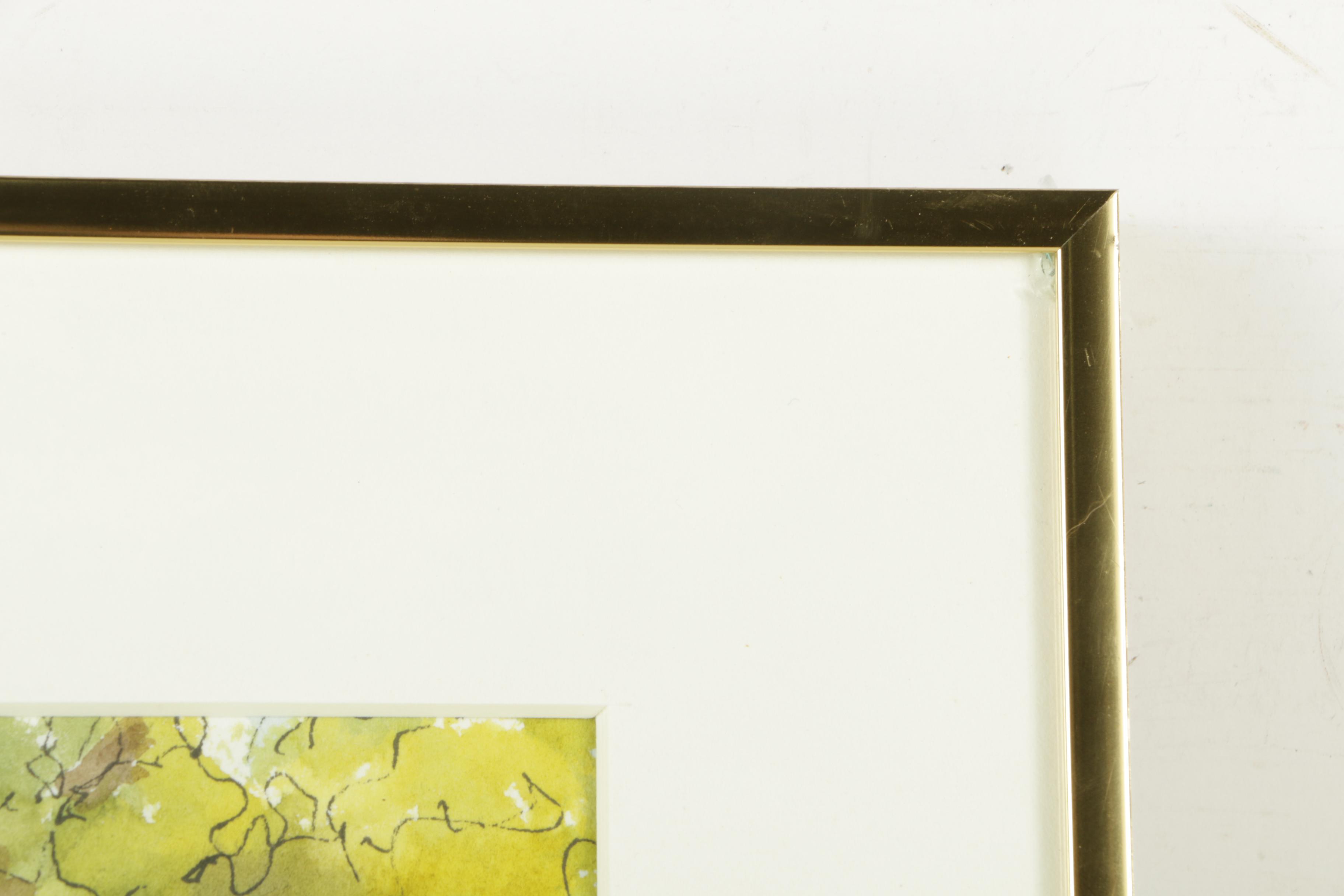 Ruth G. Thomson Watercolor and Ink Painting "Summer Morning in Founders Park"