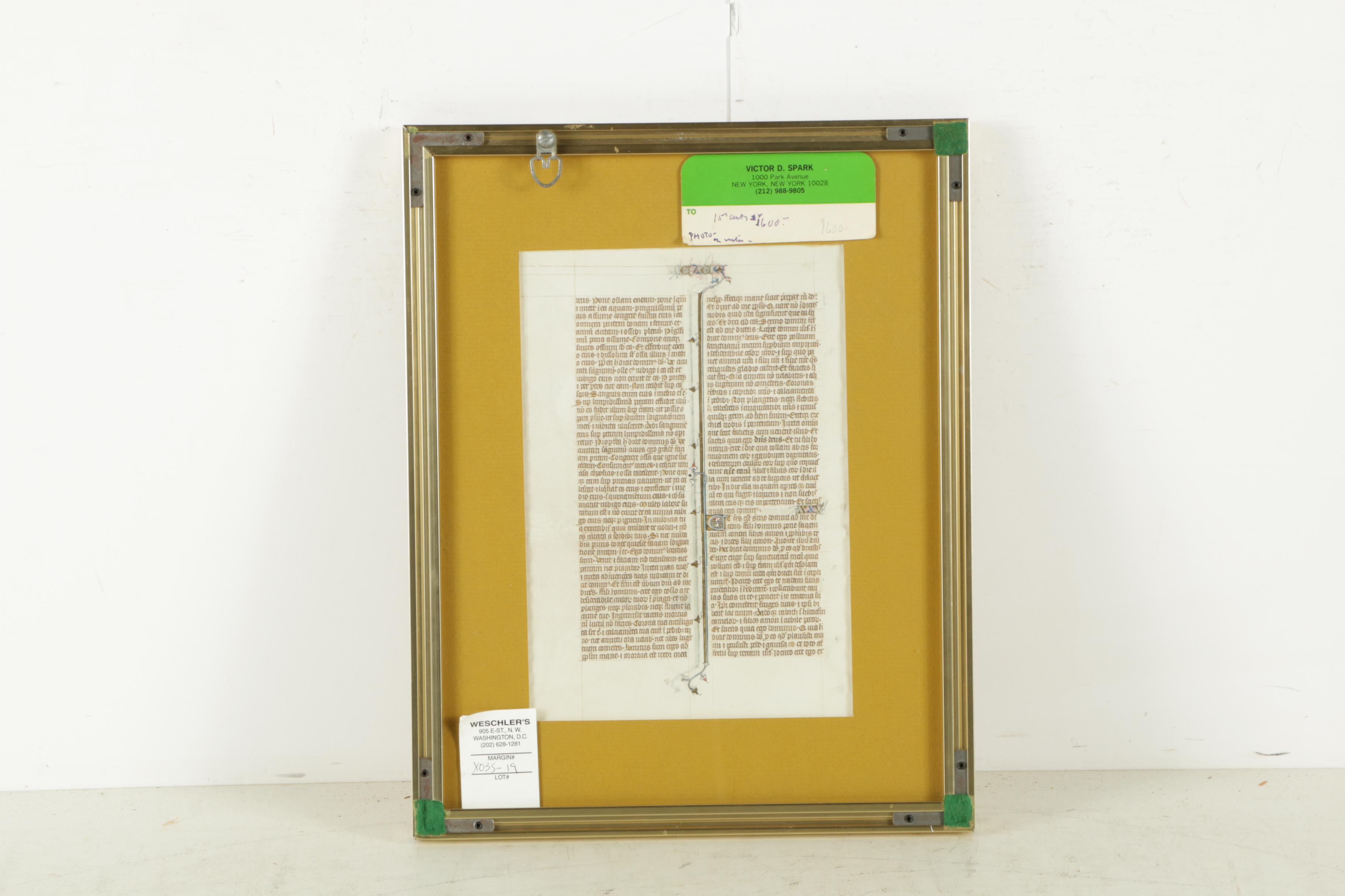 Medieval Hand-Painted Double-Sided Latin Manuscript on Vellum