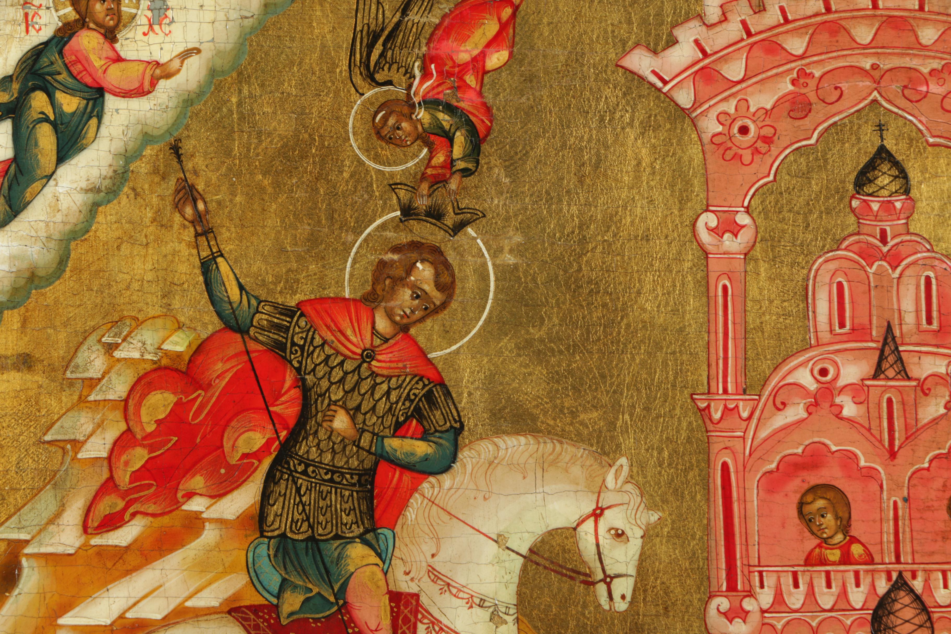 Hand-Painted Russian Orthodox Icon of Saint Demetrios the Warrior