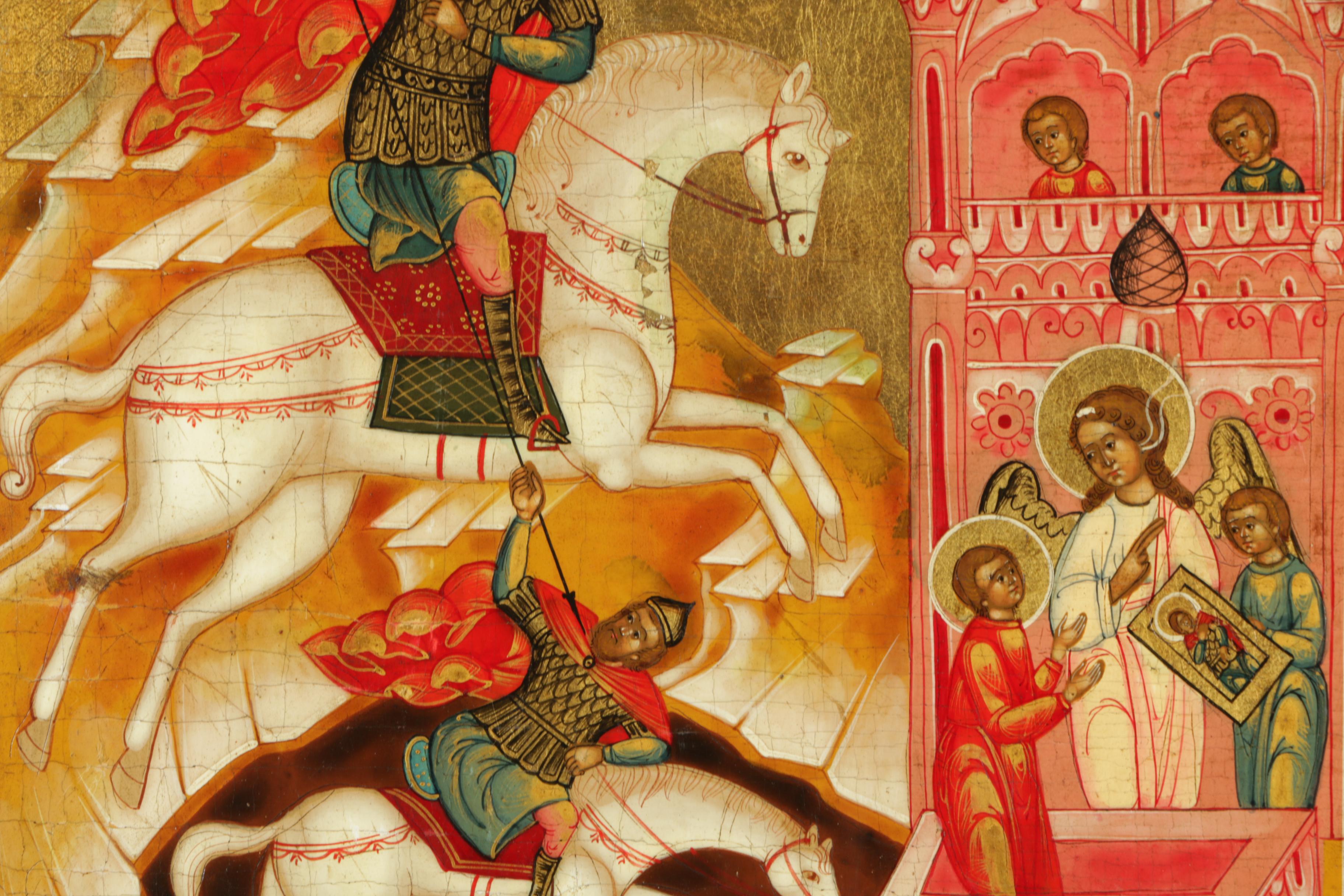 Hand-Painted Russian Orthodox Icon of Saint Demetrios the Warrior