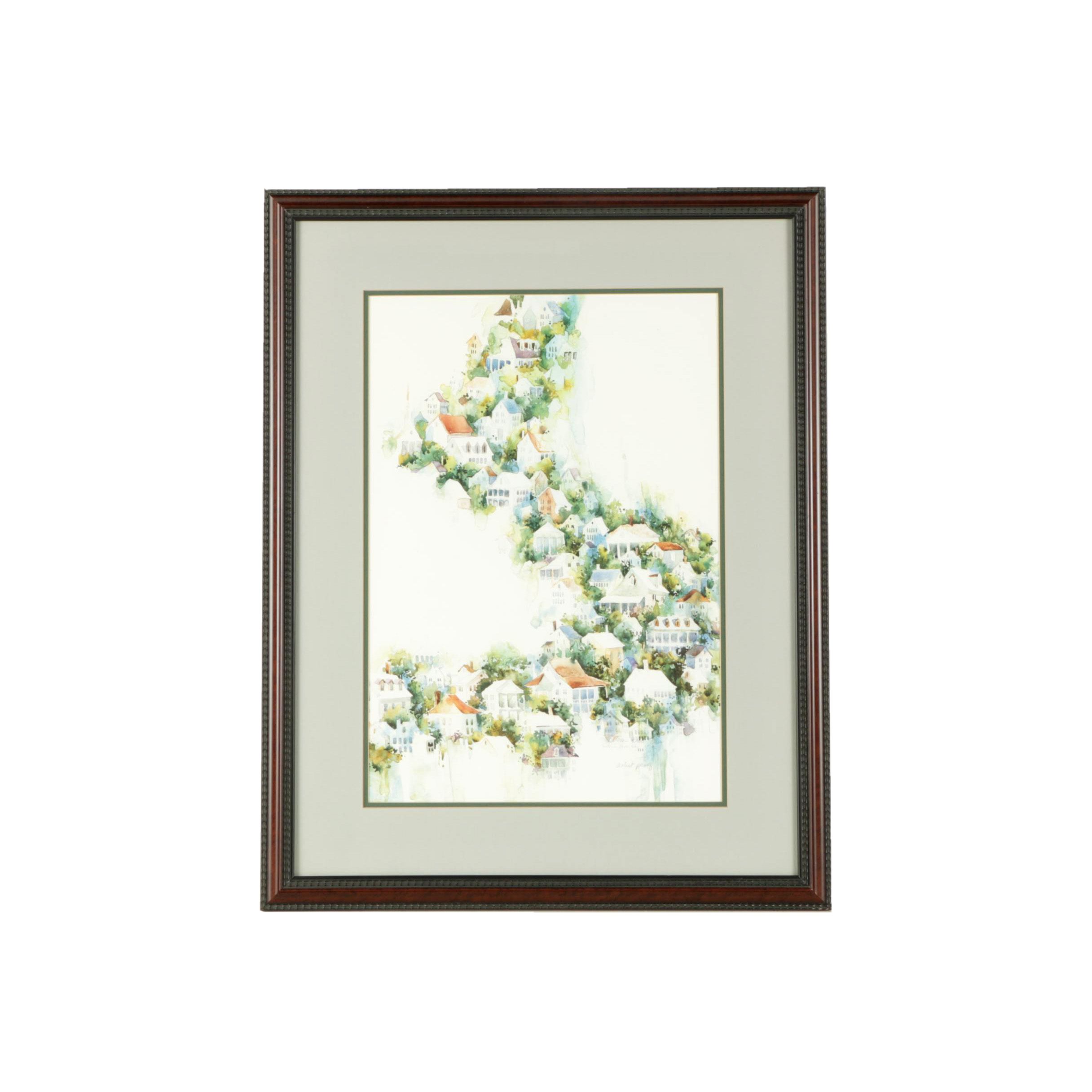 Victoria Platt Ellis Artist Proof Limited Edition Offset Lithograph of Houses