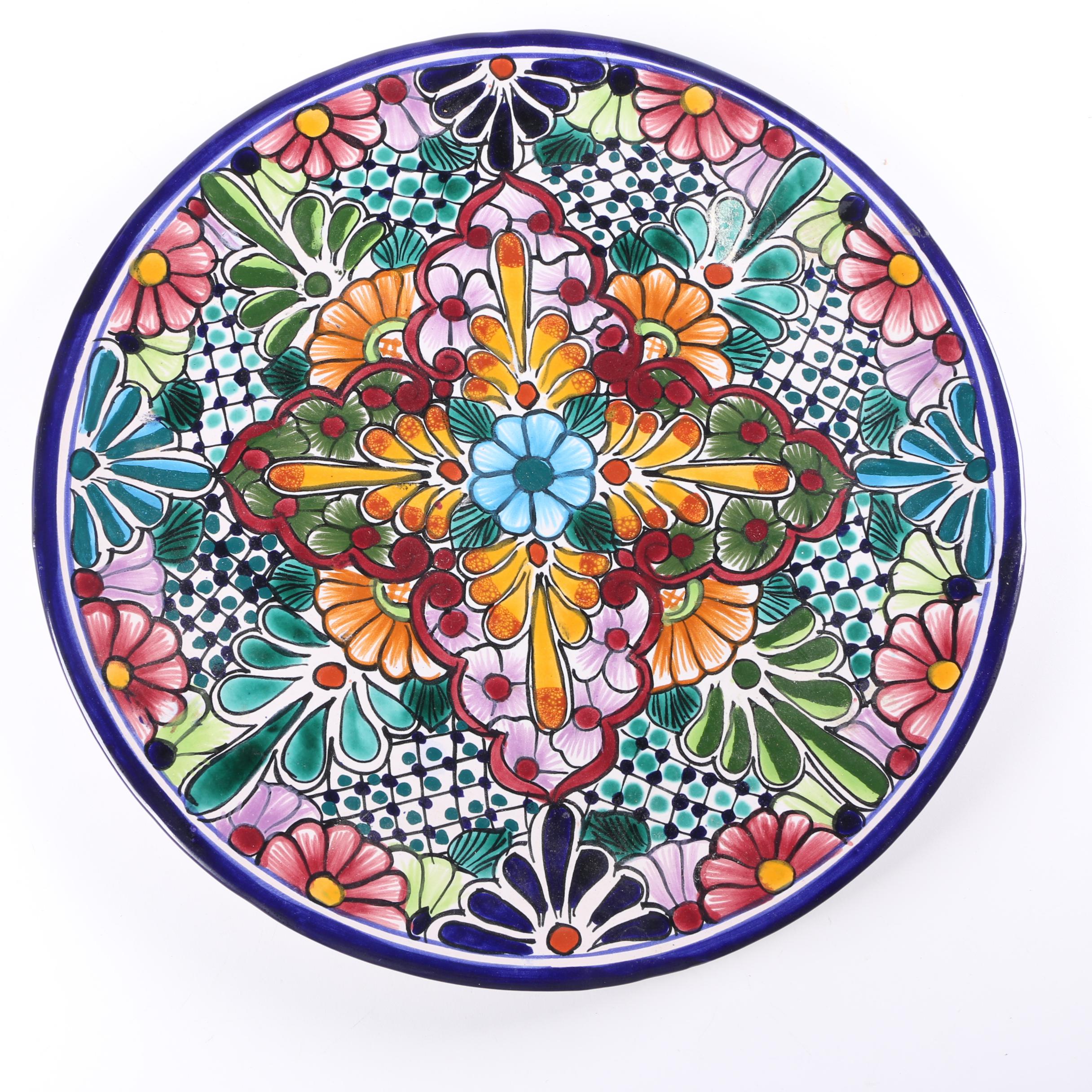 Mexican Stoneware Mana Pottery Floral Platter