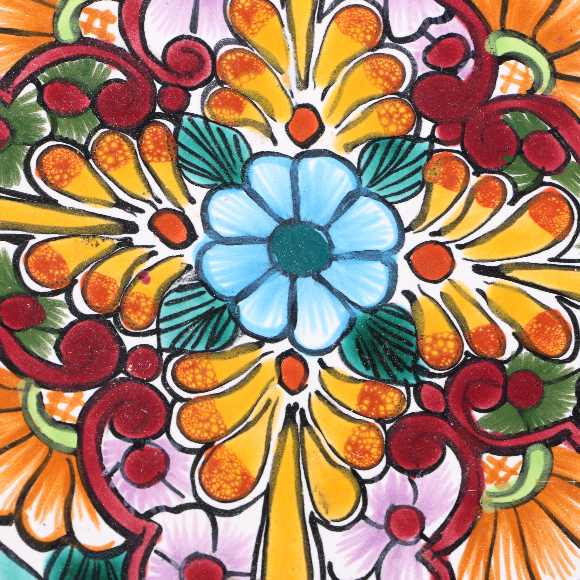 Mexican Stoneware Mana Pottery Floral Platter