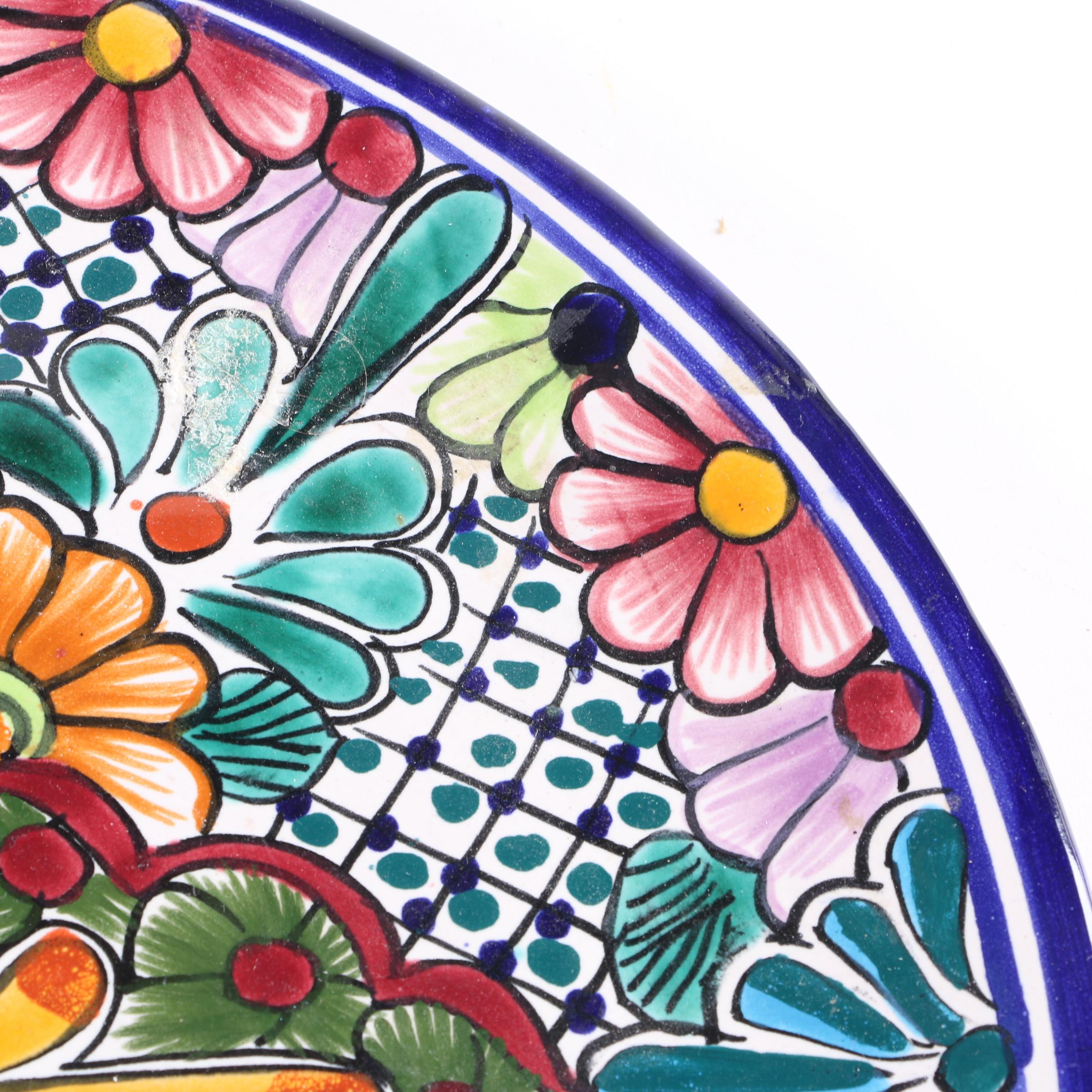 Mexican Stoneware Mana Pottery Floral Platter