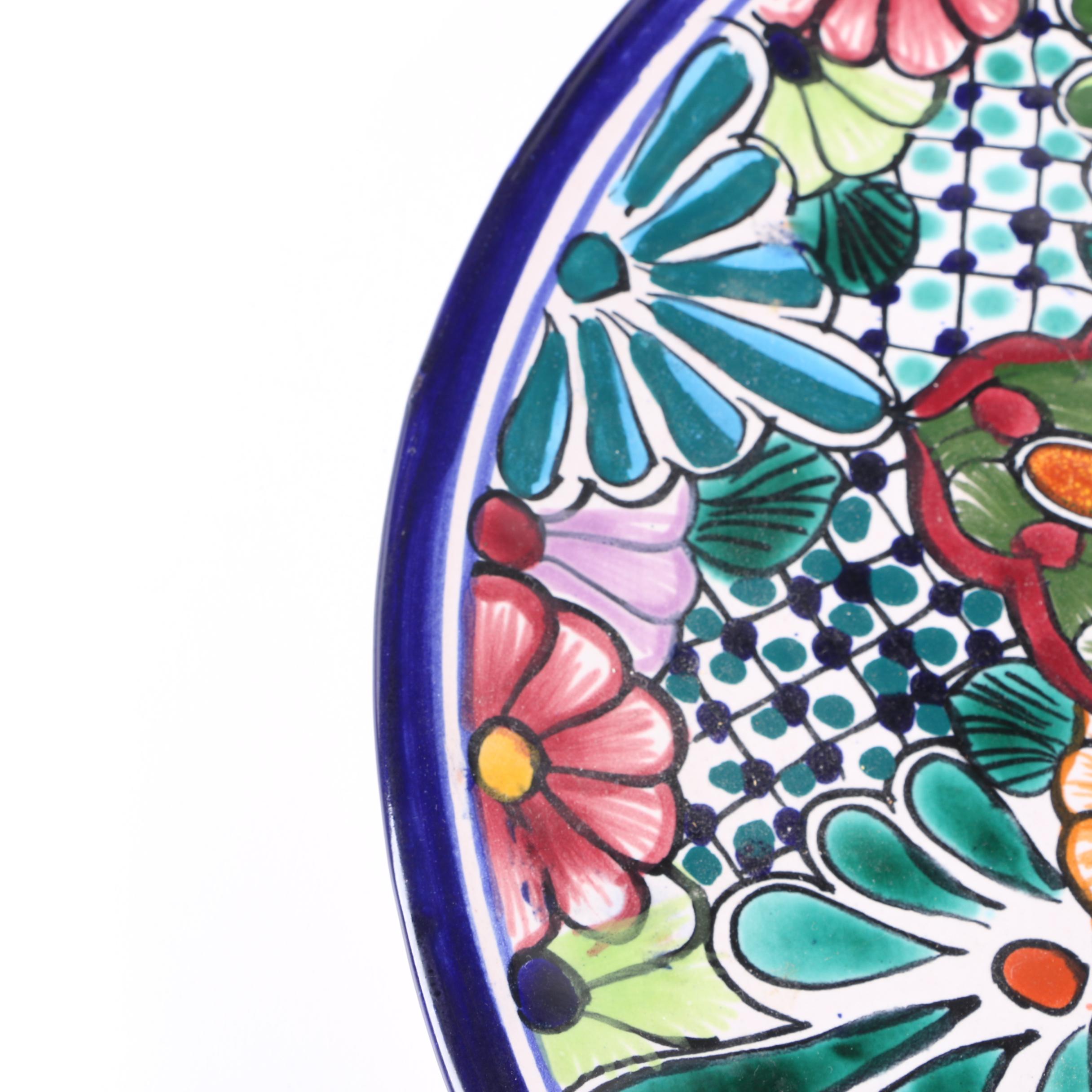 Mexican Stoneware Mana Pottery Floral Platter