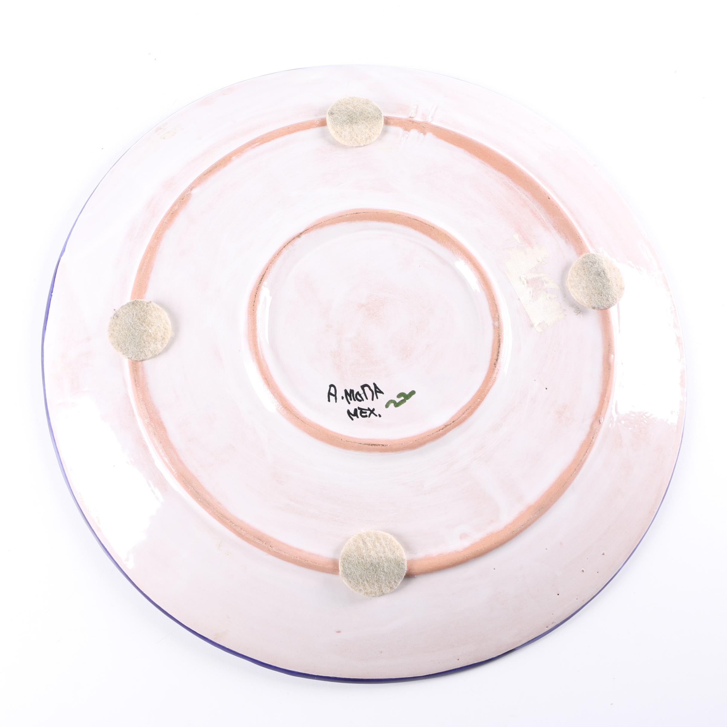 Mexican Stoneware Mana Pottery Floral Platter