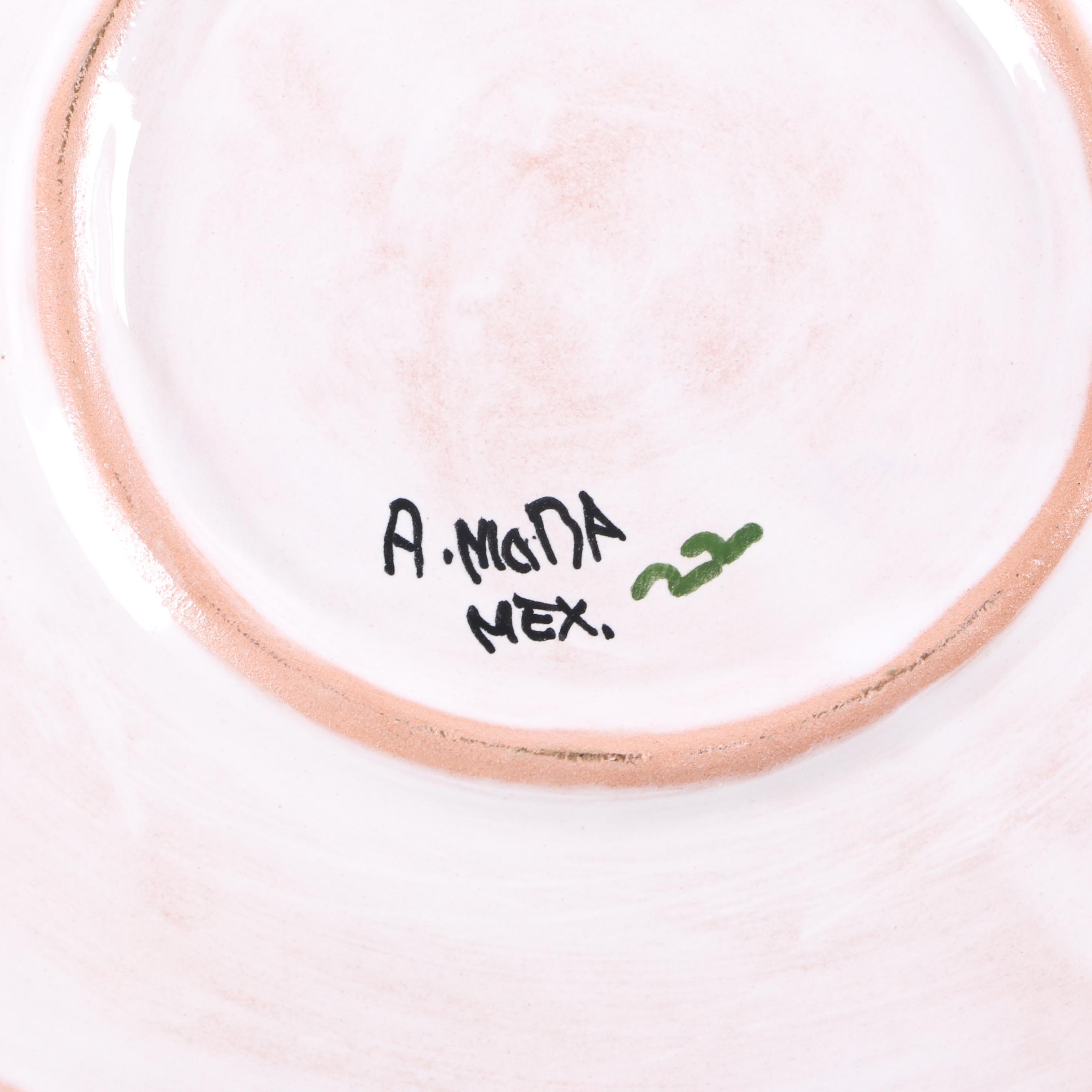 Mexican Stoneware Mana Pottery Floral Platter