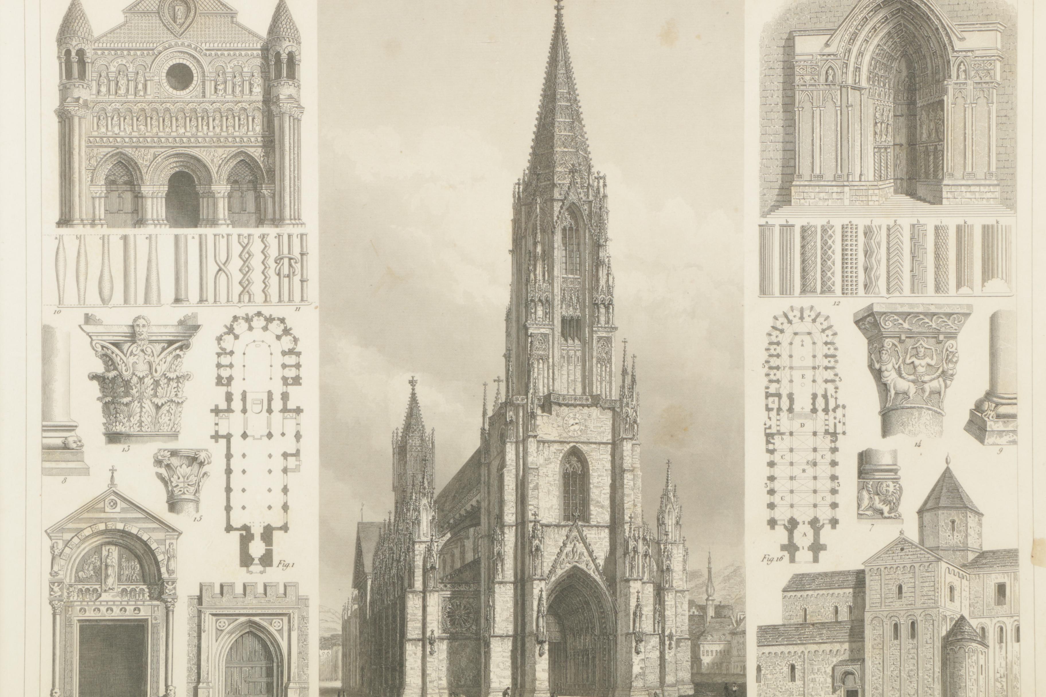 Henry Winkles Engraving on Paper of Freiburg Minster