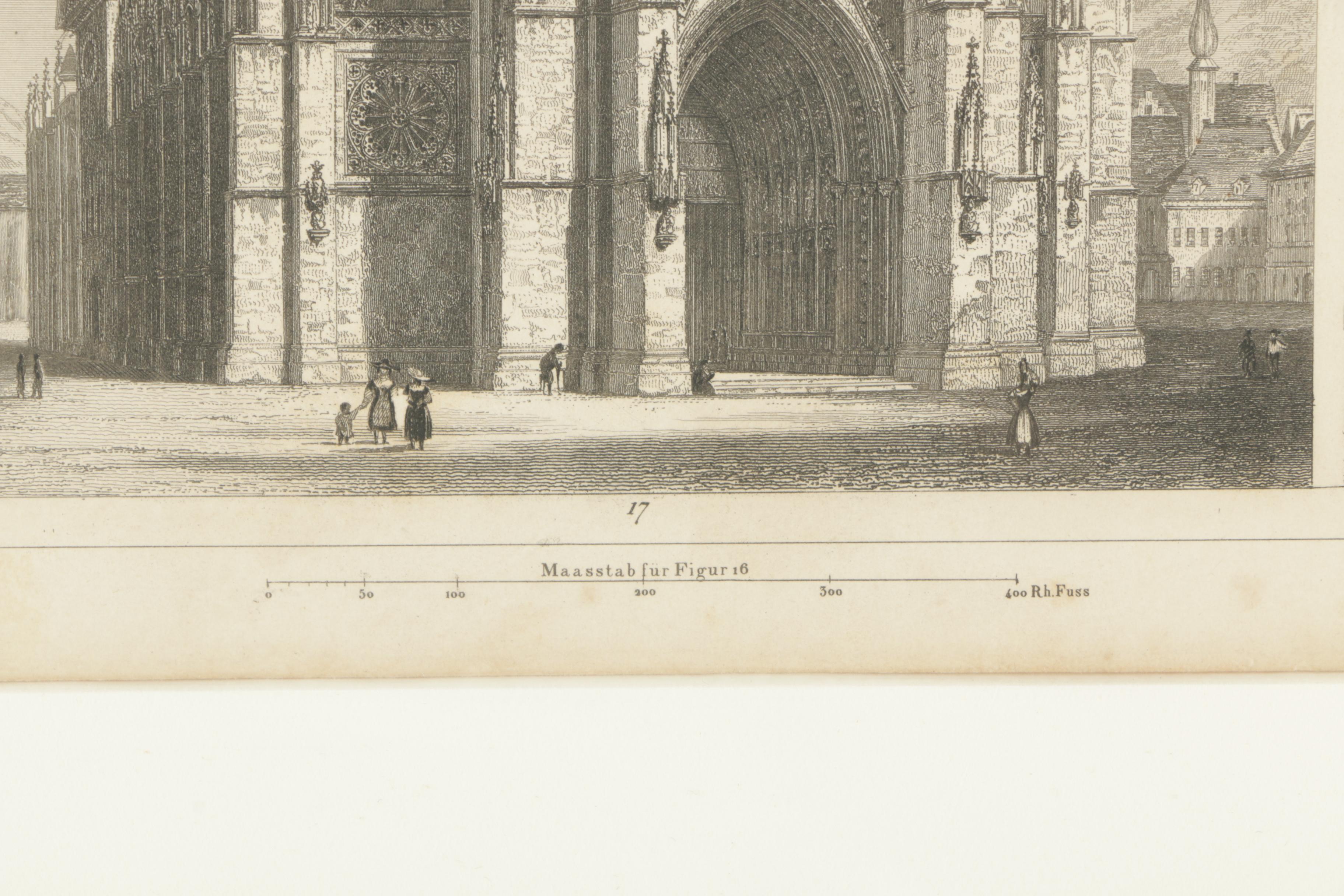 Henry Winkles Engraving on Paper of Freiburg Minster