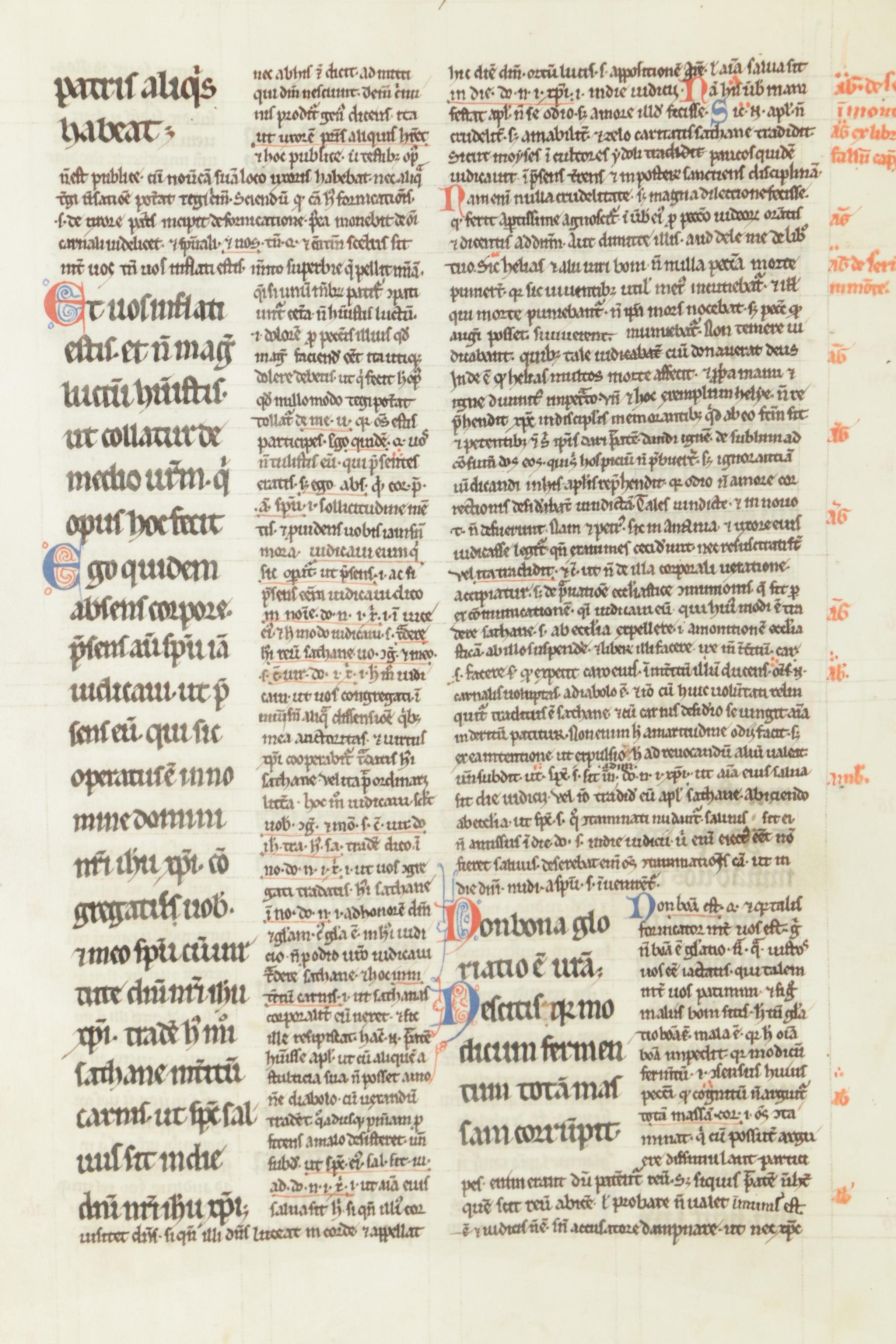 Hand-Painted Manuscript Page on Vellum "Petrus Lombardus"