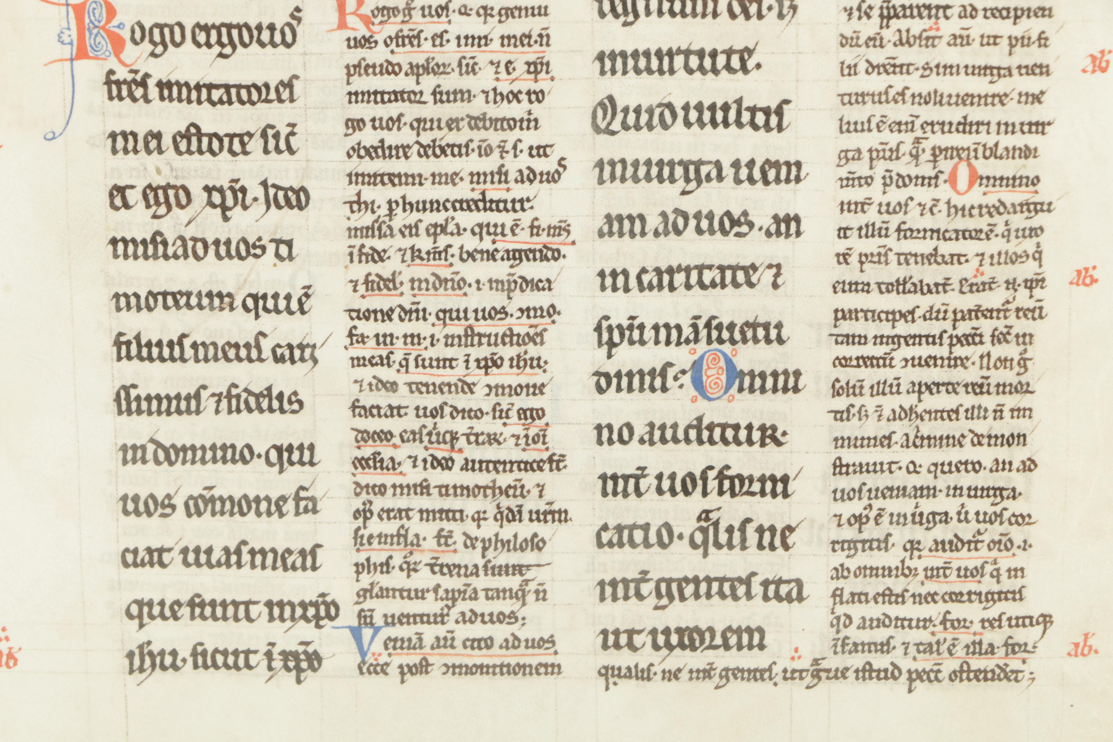 Hand-Painted Manuscript Page on Vellum "Petrus Lombardus"