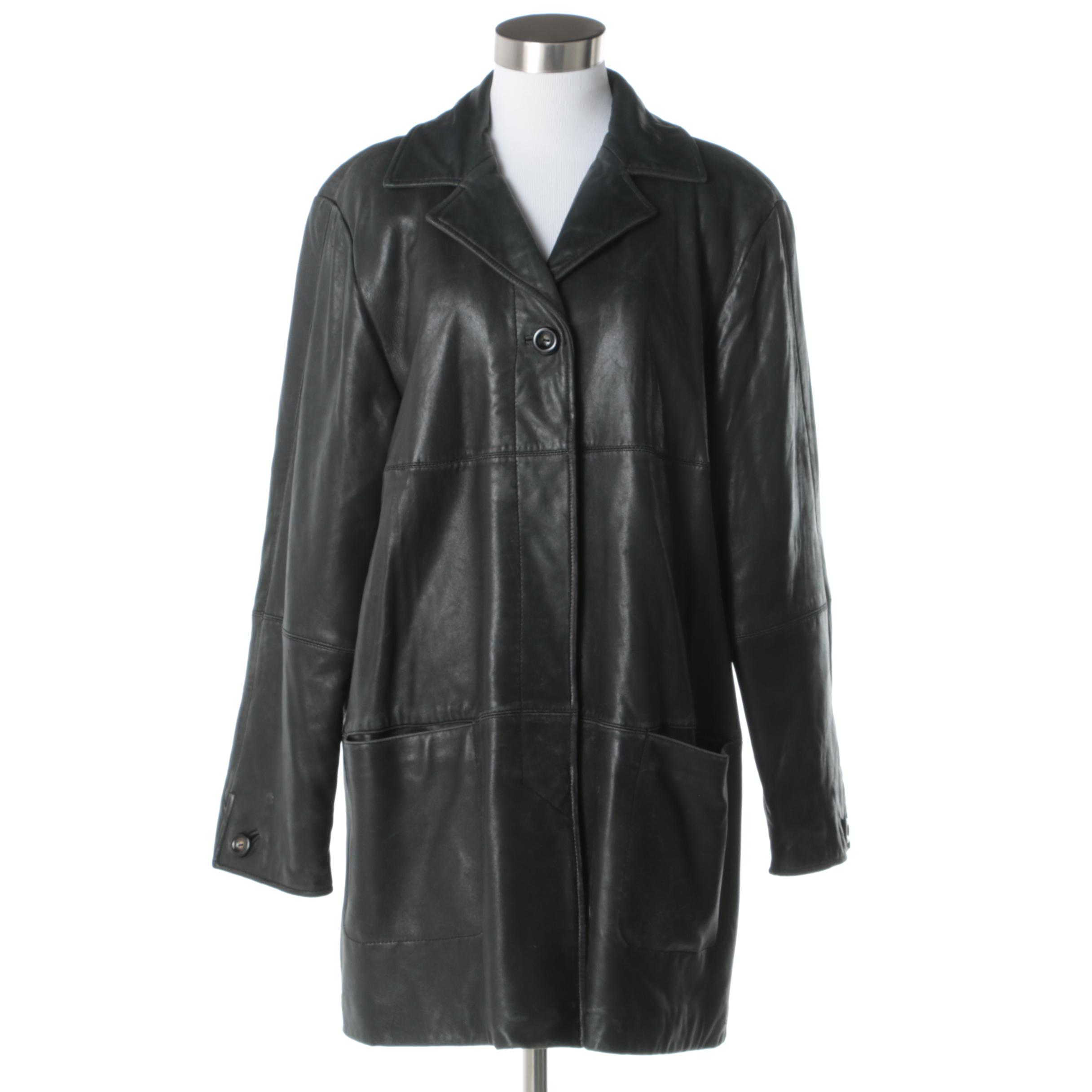 Women's LNR by la Nouvelle Renaissance Black Leather Coat