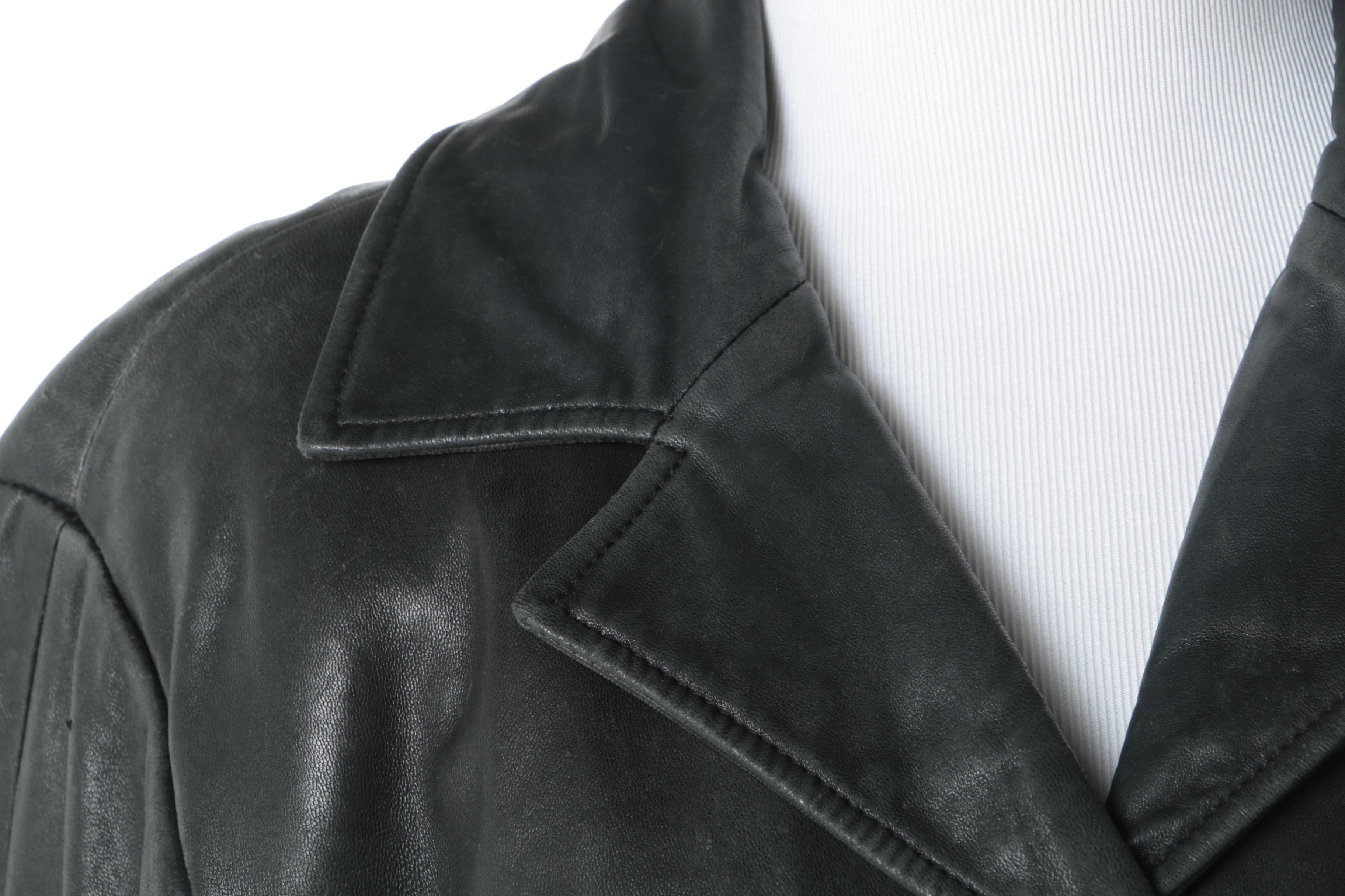 Women's LNR by la Nouvelle Renaissance Black Leather Coat