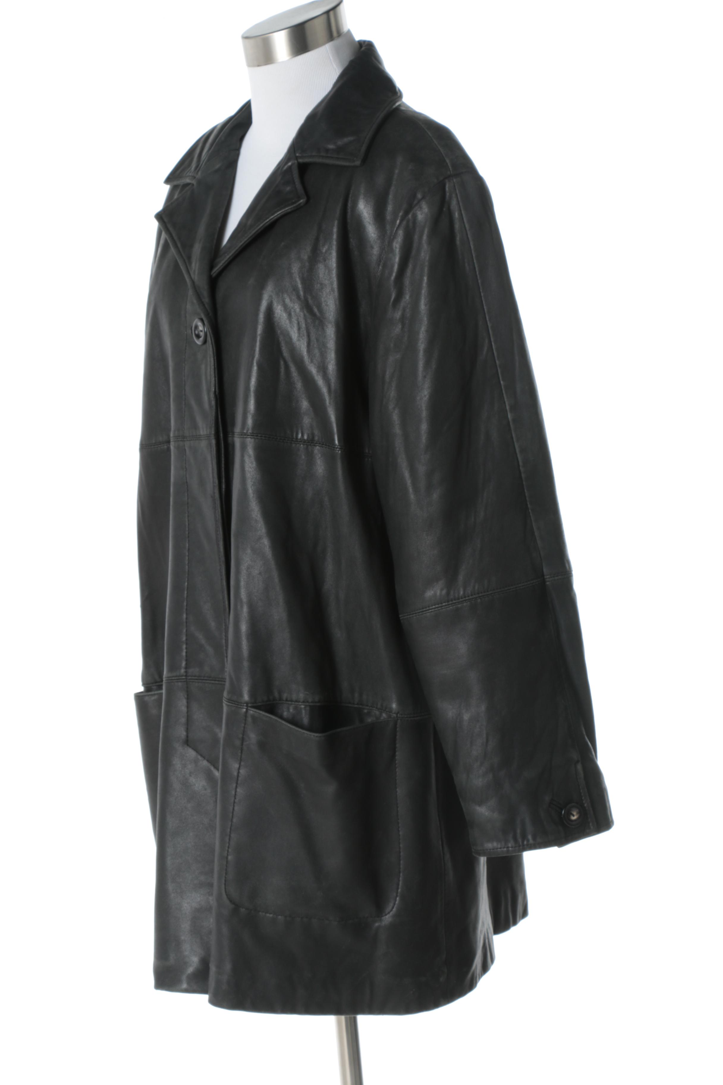 Women's LNR by la Nouvelle Renaissance Black Leather Coat