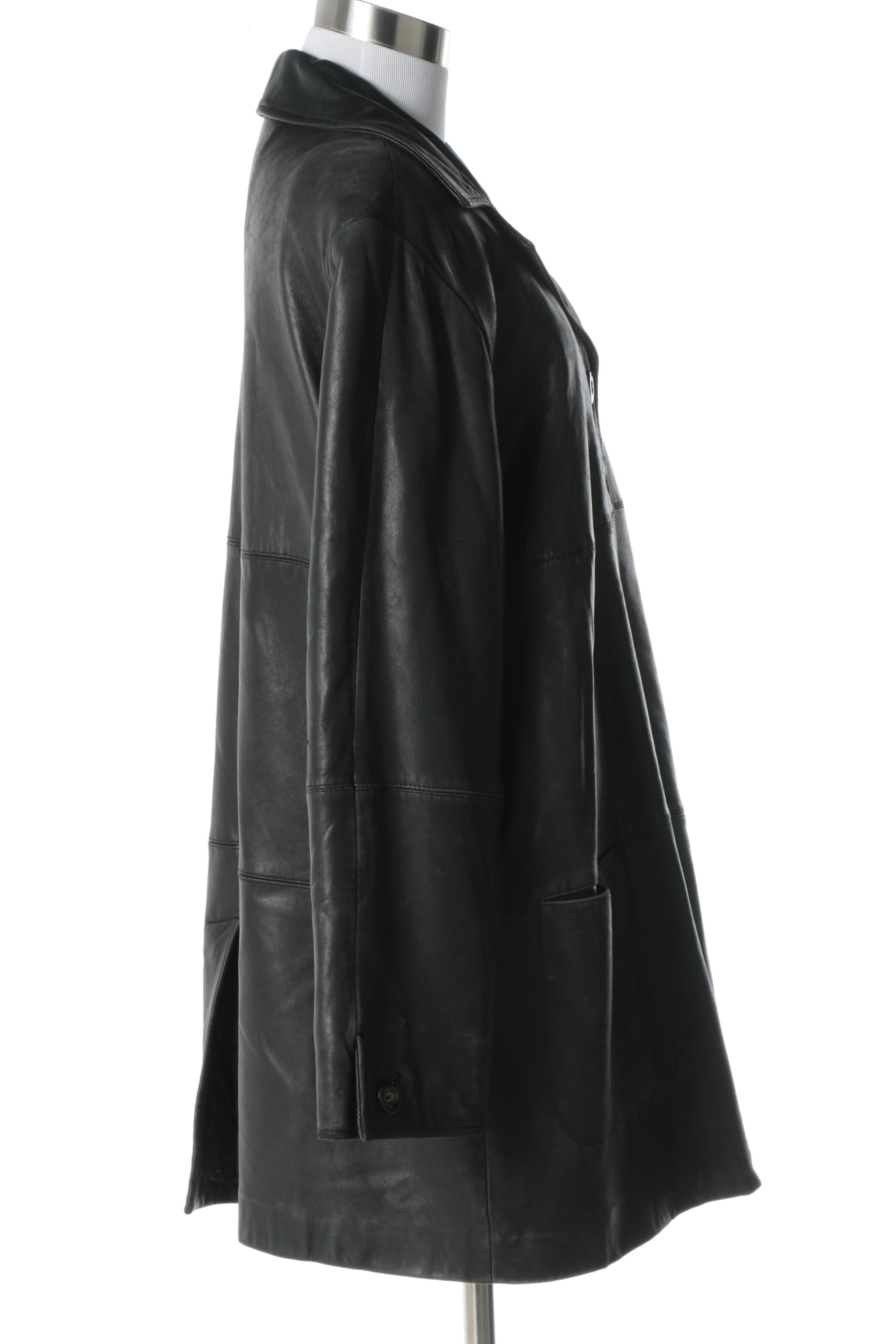 Women's LNR by la Nouvelle Renaissance Black Leather Coat