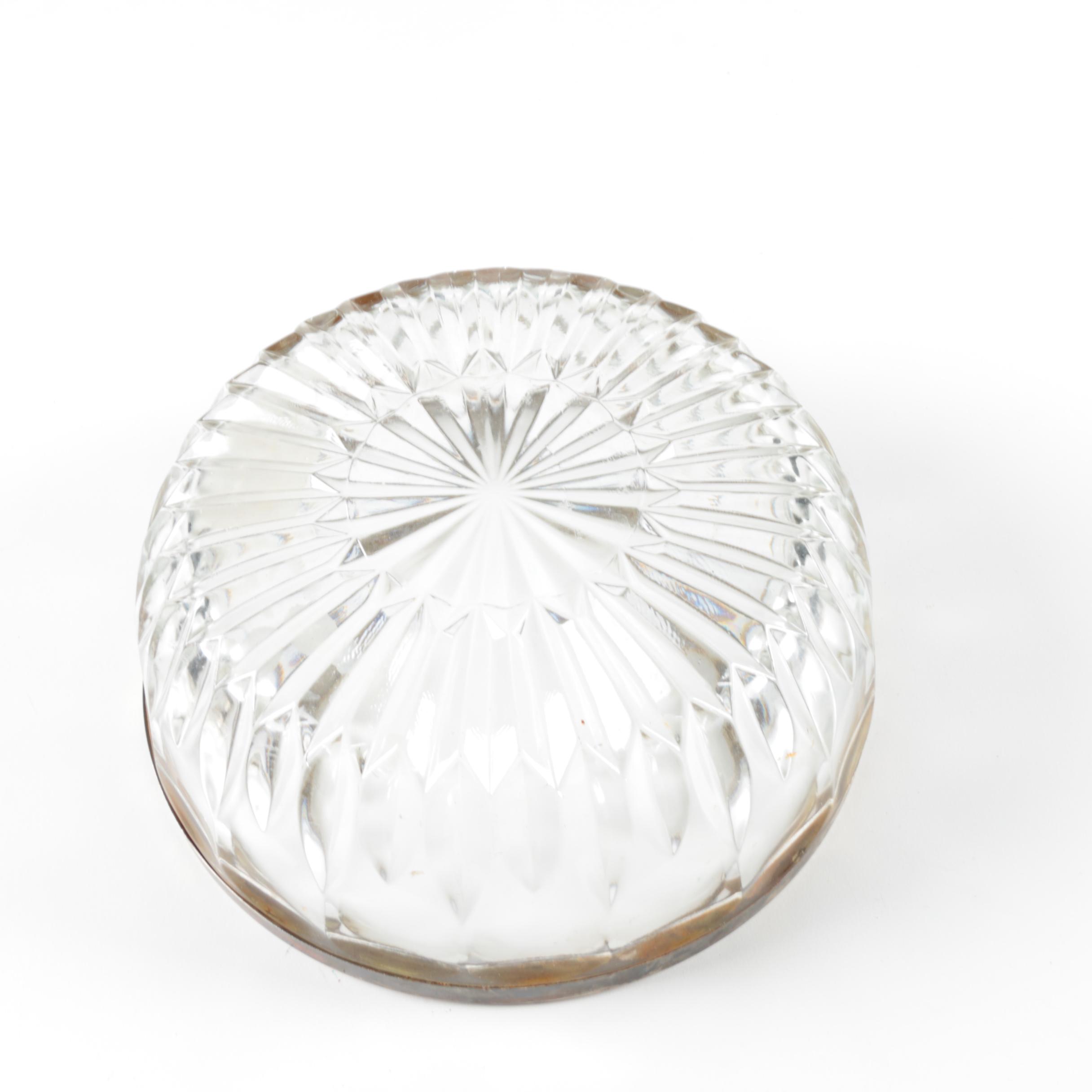 Cut Glass Serving Dishes with Silver Plate Rims