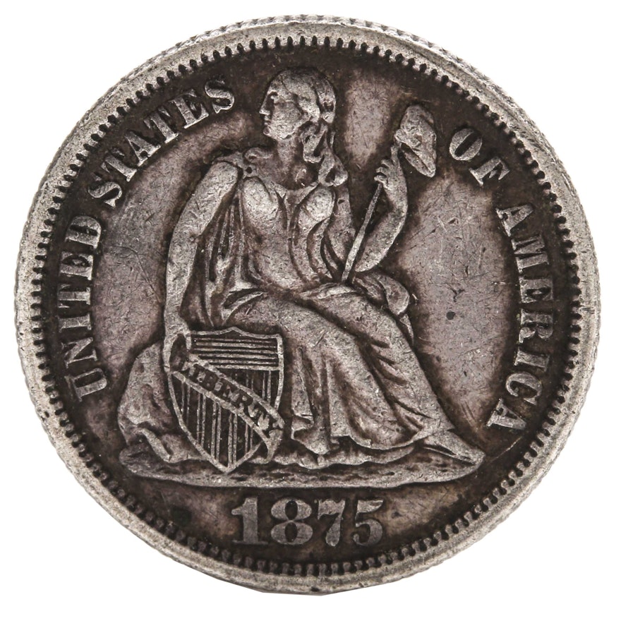 1875 Liberty Seated Silver Dime