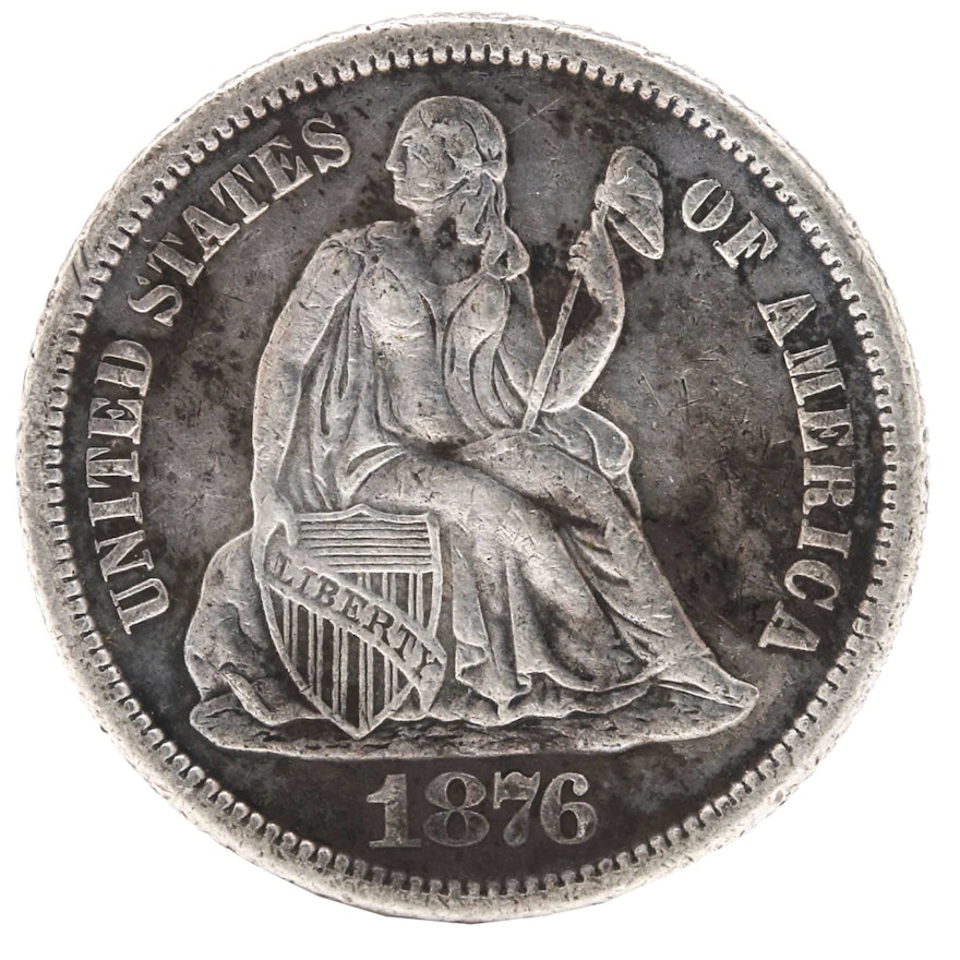 1876 S Liberty Seated Silver Dime