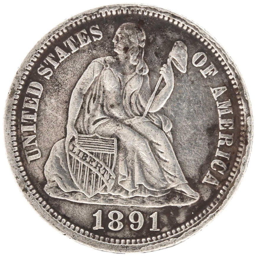 1891 O Liberty Seated Silver Dime