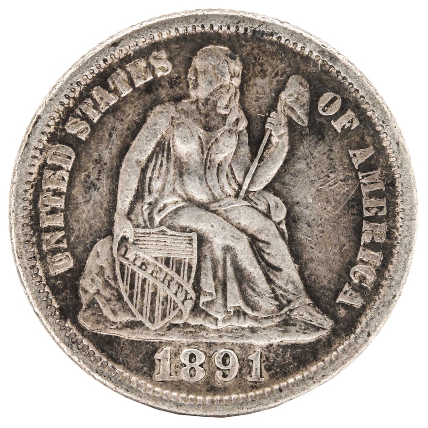 1891 Liberty Seated Silver Dime