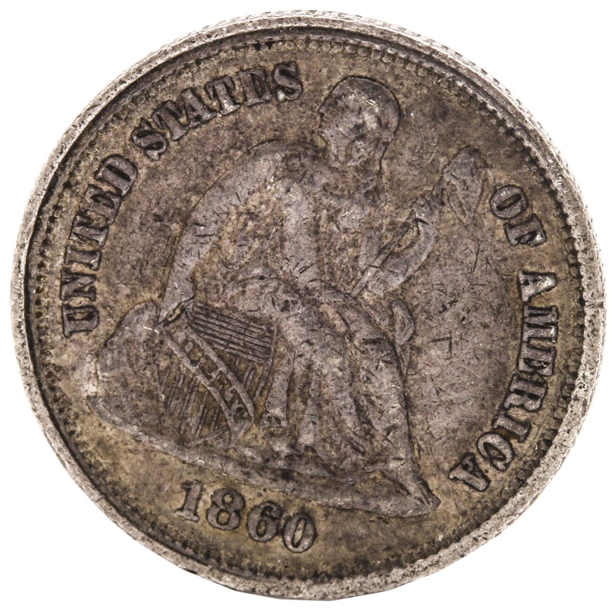 1860 Liberty Seated Silver Dime