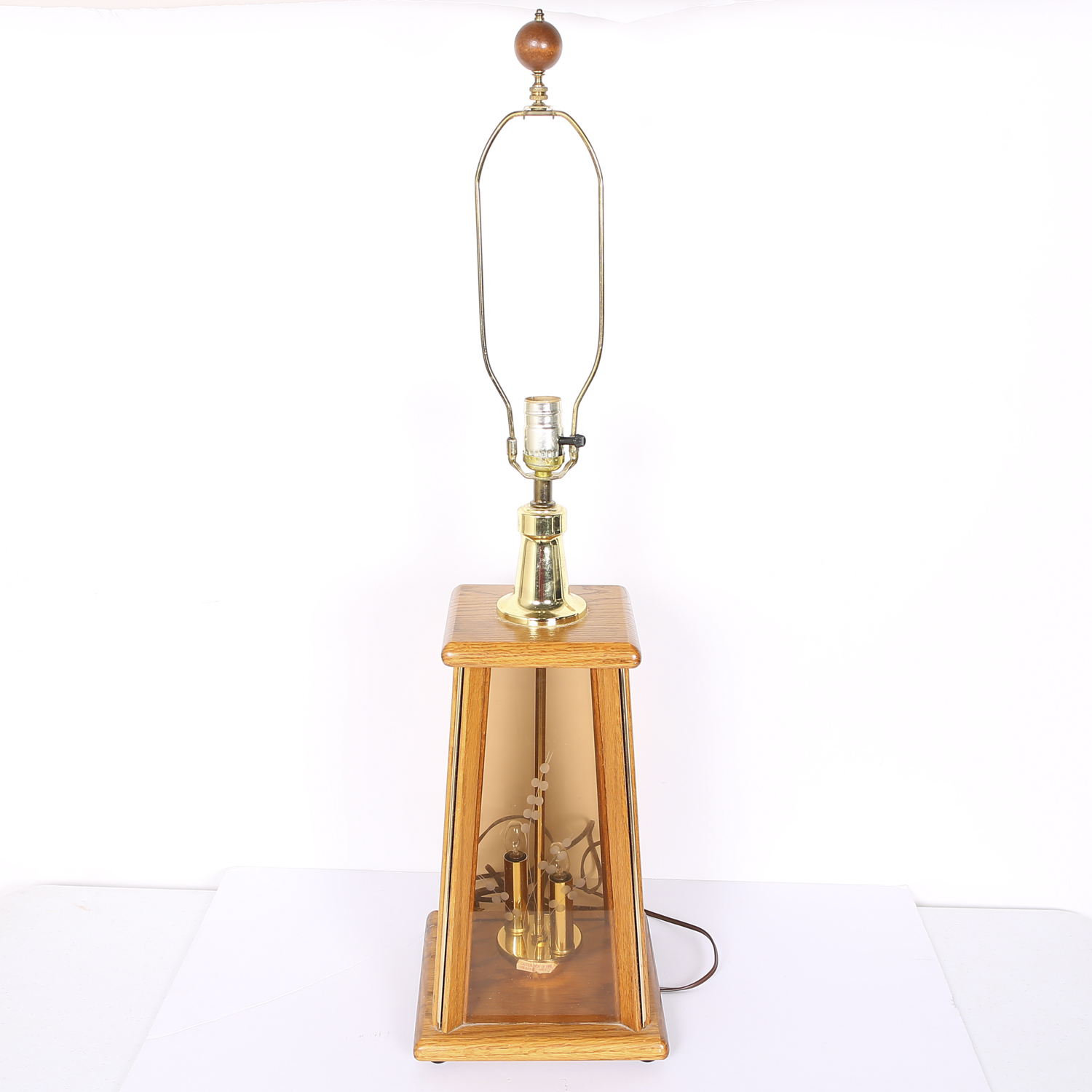 Arts and Crafts Style Oak Lamp with Nightlight