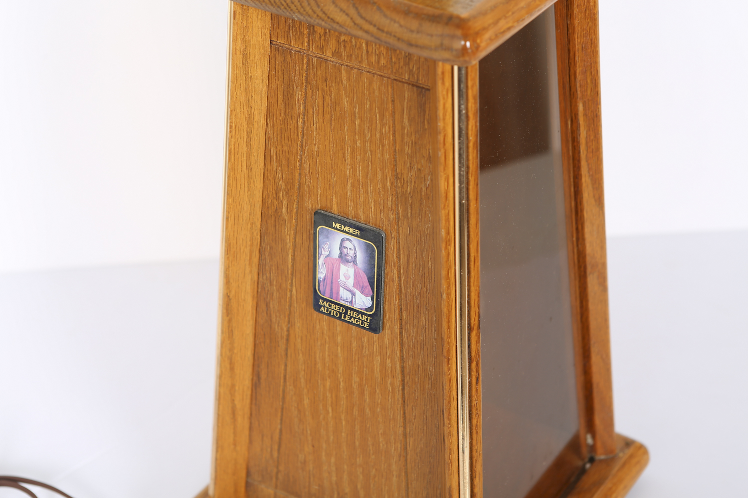 Arts and Crafts Style Oak Lamp with Nightlight