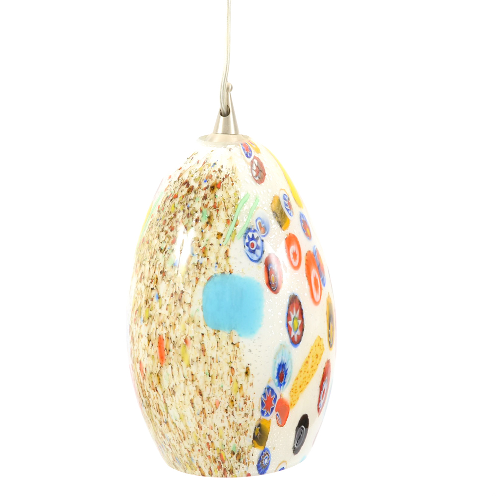 Millefiori Style Blown Glass Pendant Light