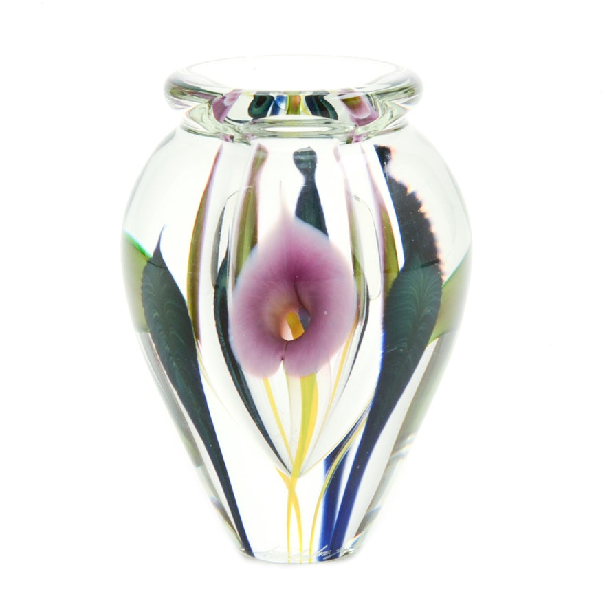 Lotton Studios Signed Blown Art Glass Vase By Scott Bayless