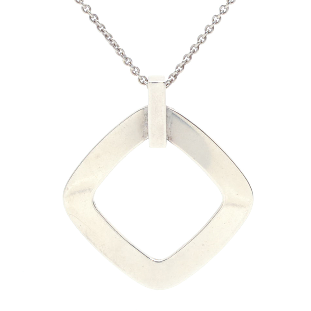 Tiffany & Co. Sterling Silver "1837" Square Pendant Necklace