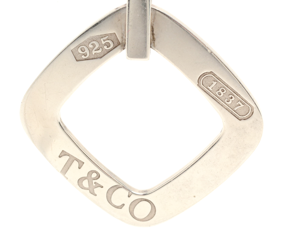 Tiffany & Co. Sterling Silver "1837" Square Pendant Necklace