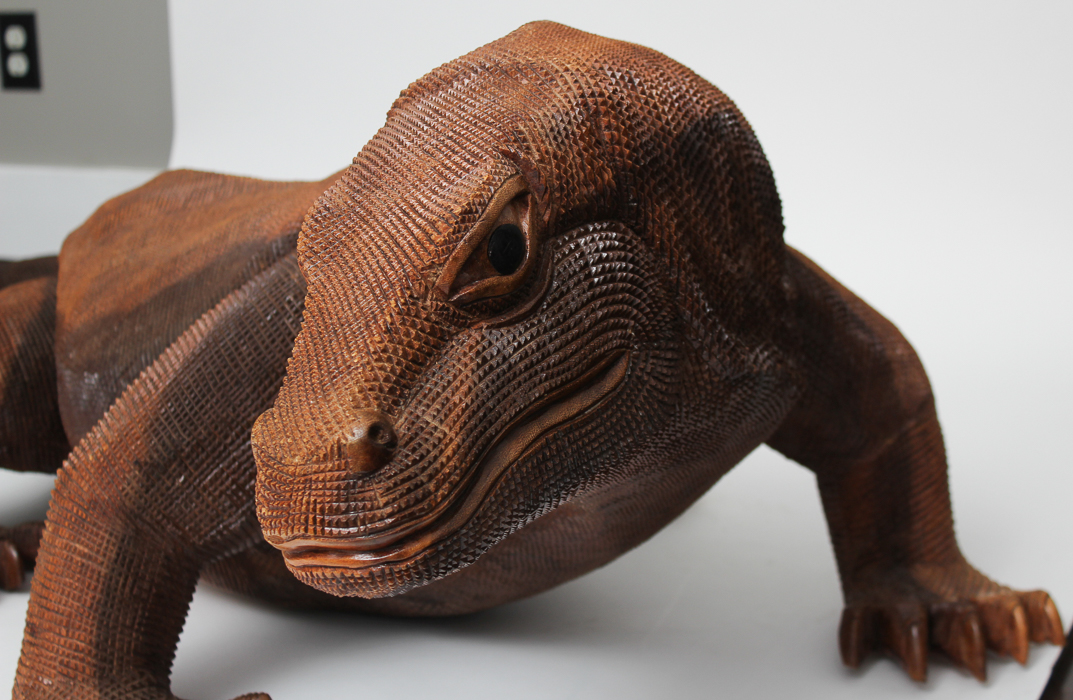 5ft. Carved Soarwood Komodo Dragon Sculpture