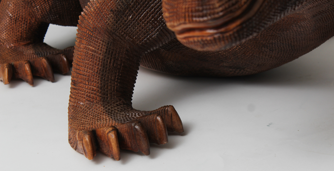 5ft. Carved Soarwood Komodo Dragon Sculpture