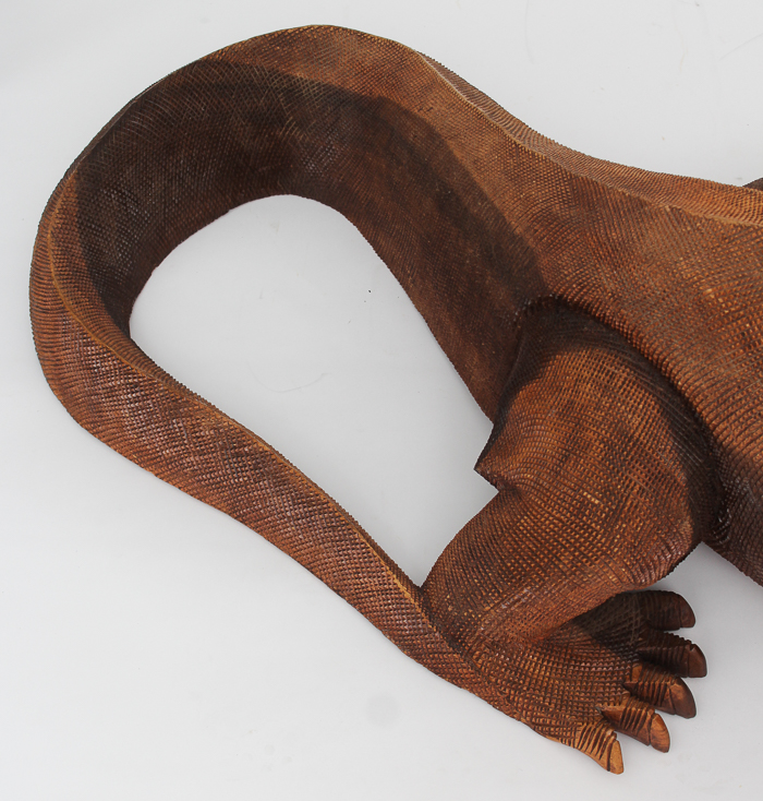5ft. Carved Soarwood Komodo Dragon Sculpture
