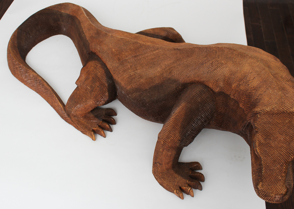 5ft. Carved Soarwood Komodo Dragon Sculpture