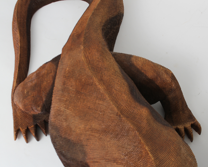 5ft. Carved Soarwood Komodo Dragon Sculpture