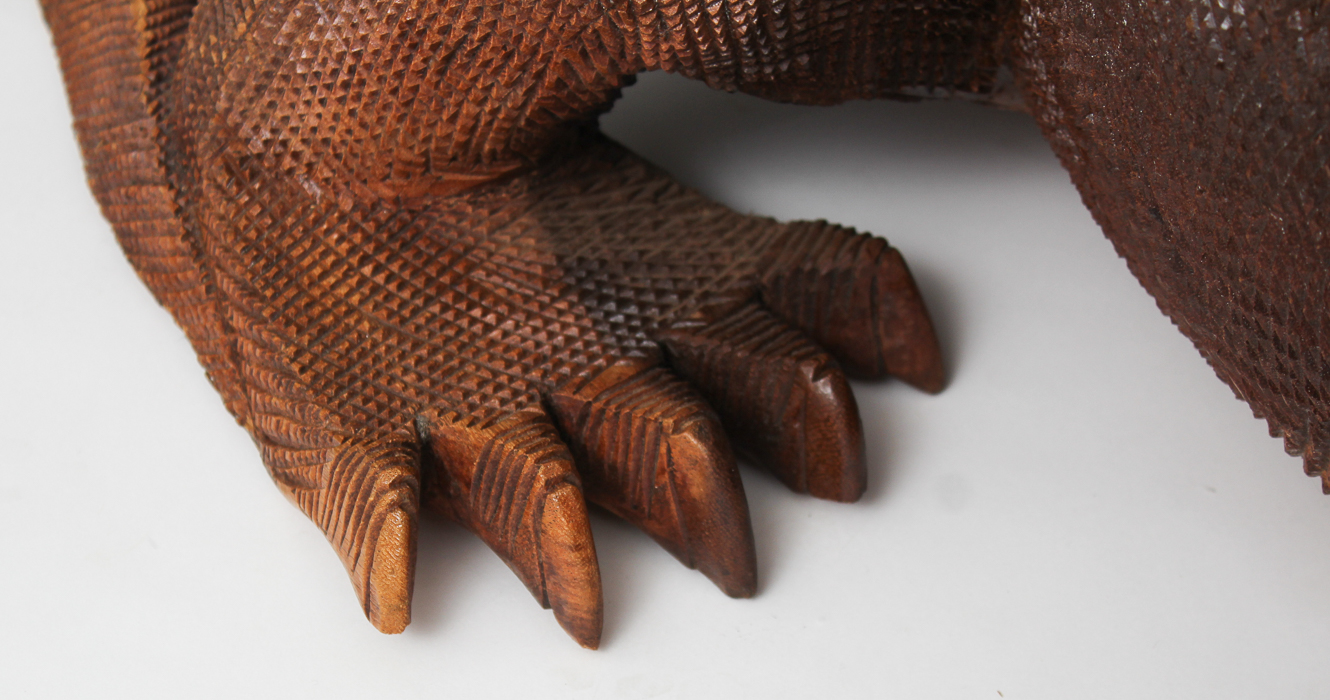 5ft. Carved Soarwood Komodo Dragon Sculpture