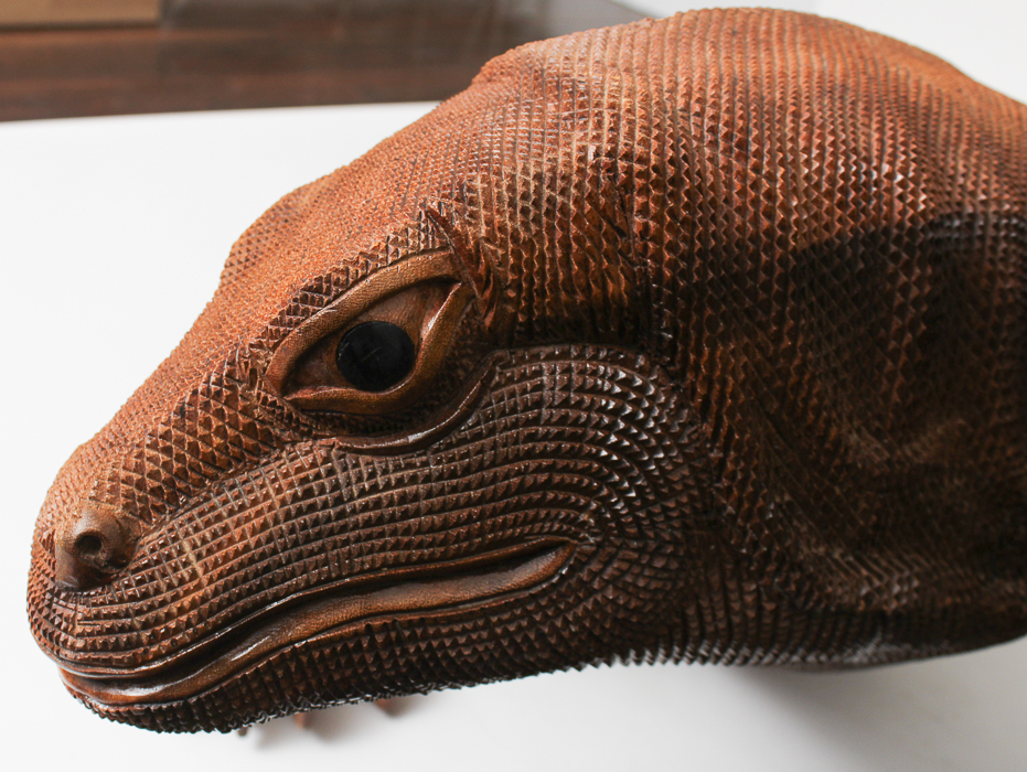 5ft. Carved Soarwood Komodo Dragon Sculpture