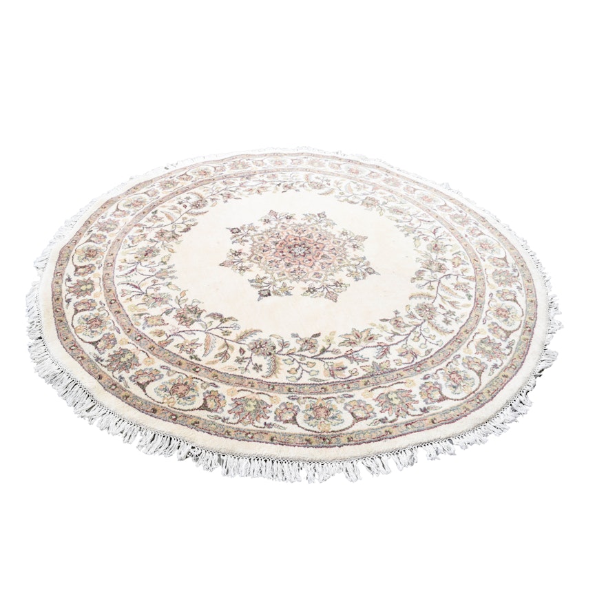 Hand-Knotted Sino-Persian Round Wool Area Rug