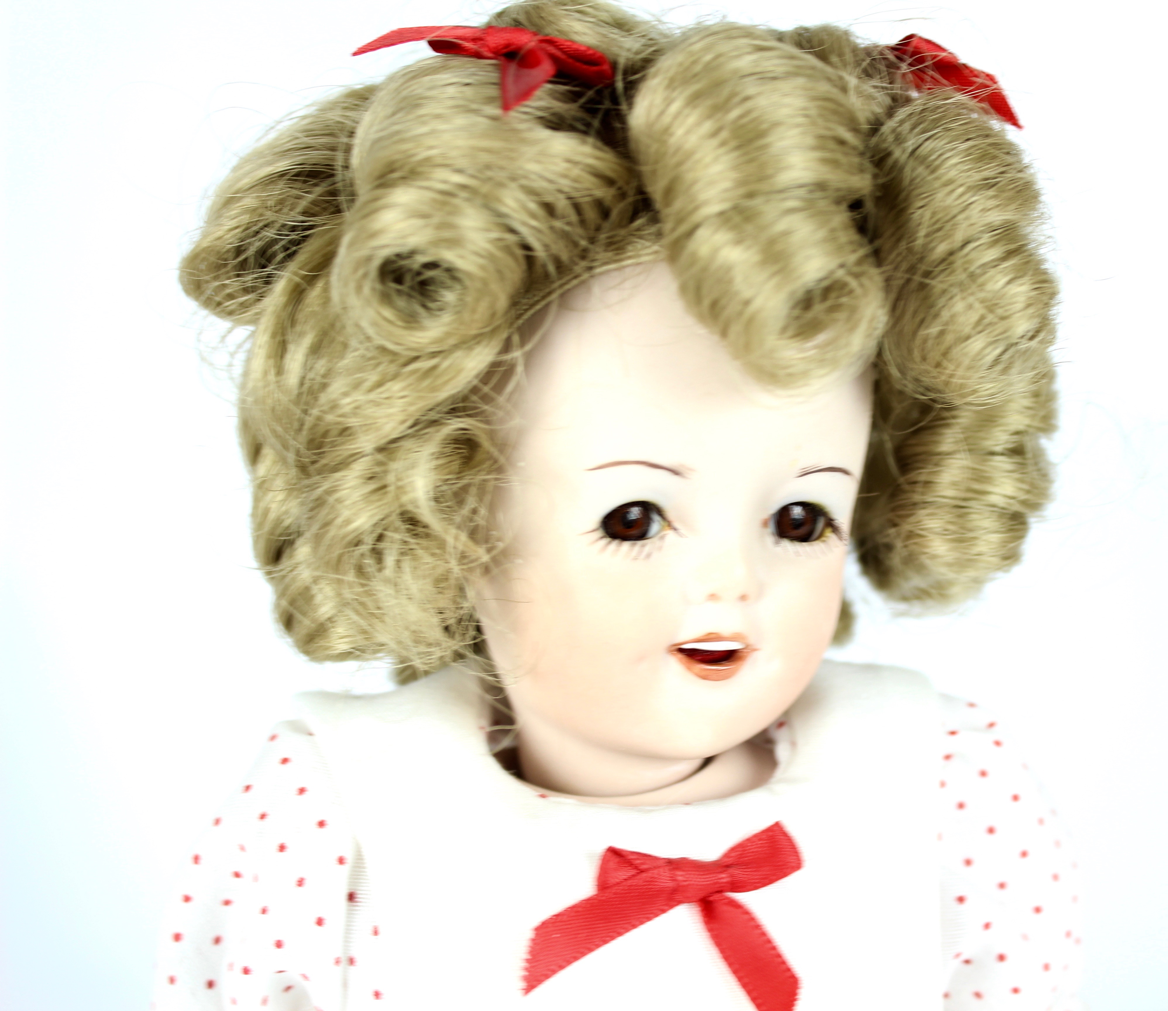 Porcelain Shirley Temple Doll With Stand