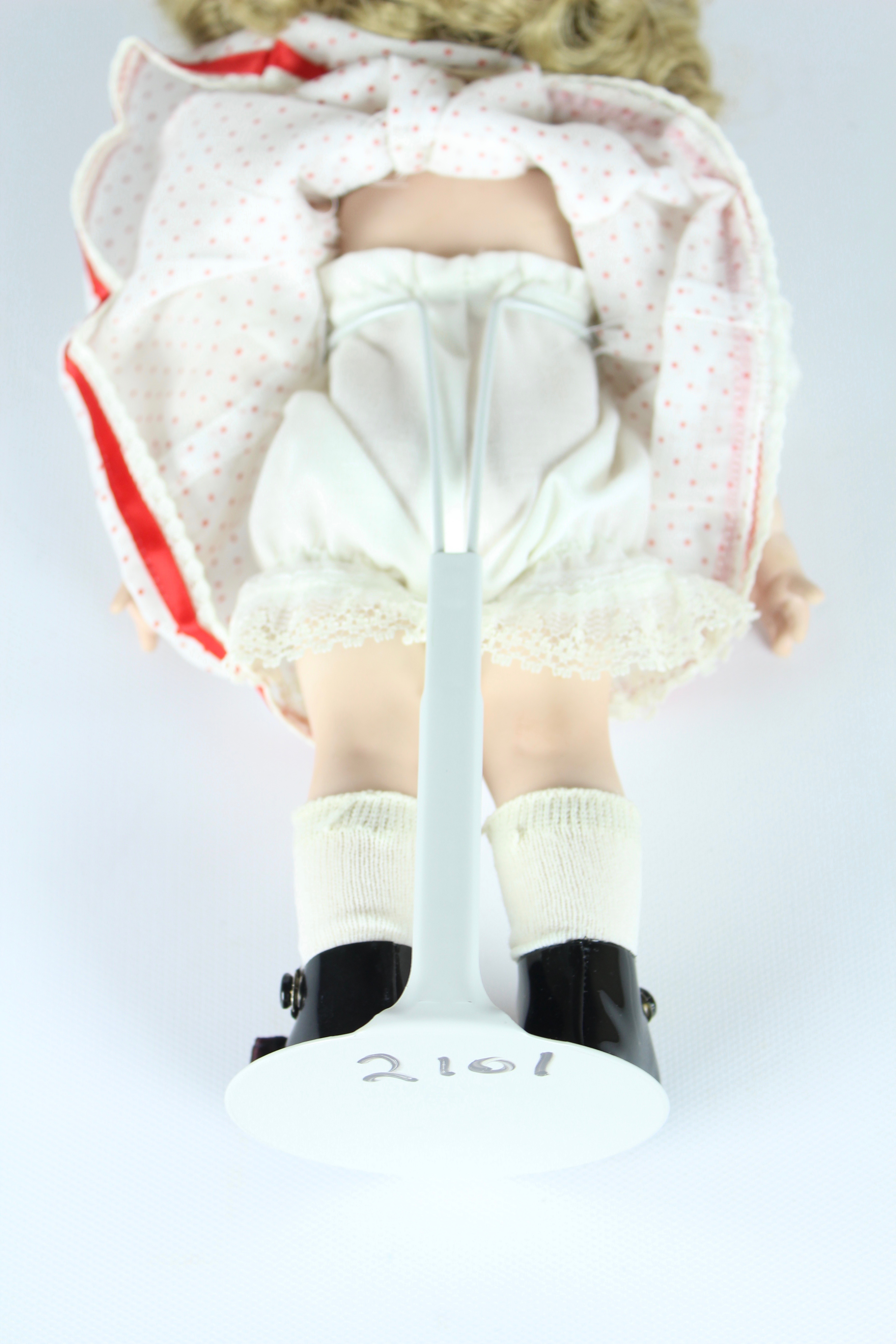 Porcelain Shirley Temple Doll With Stand