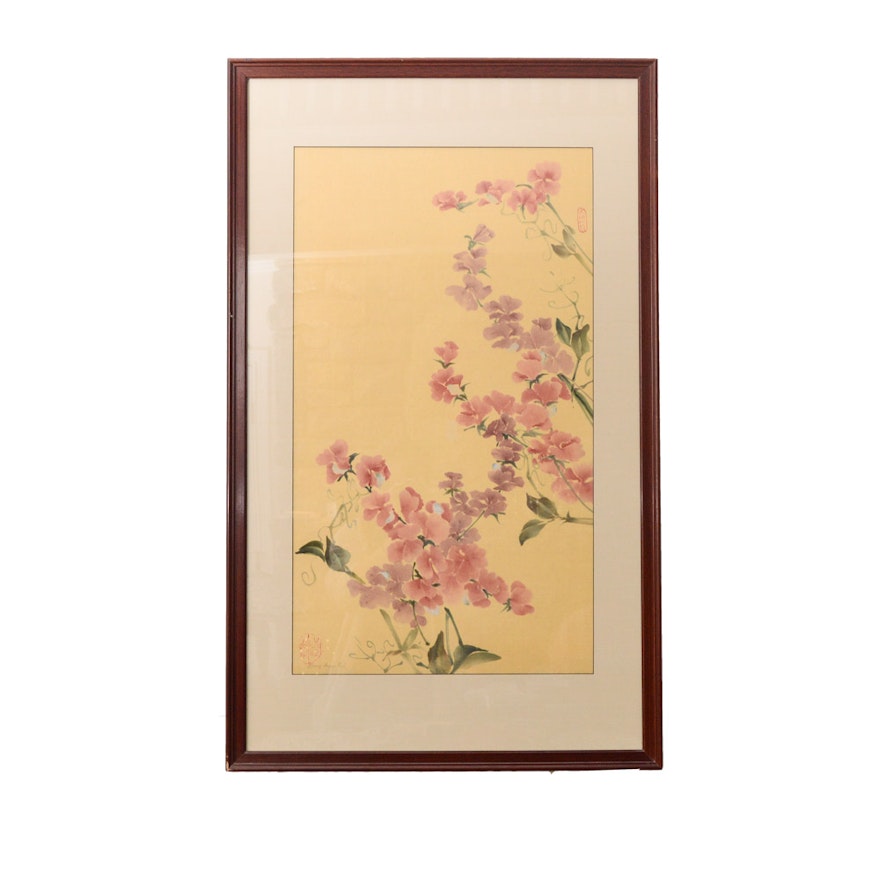 Nancy Rupp  Original Floral Painting on Silk
