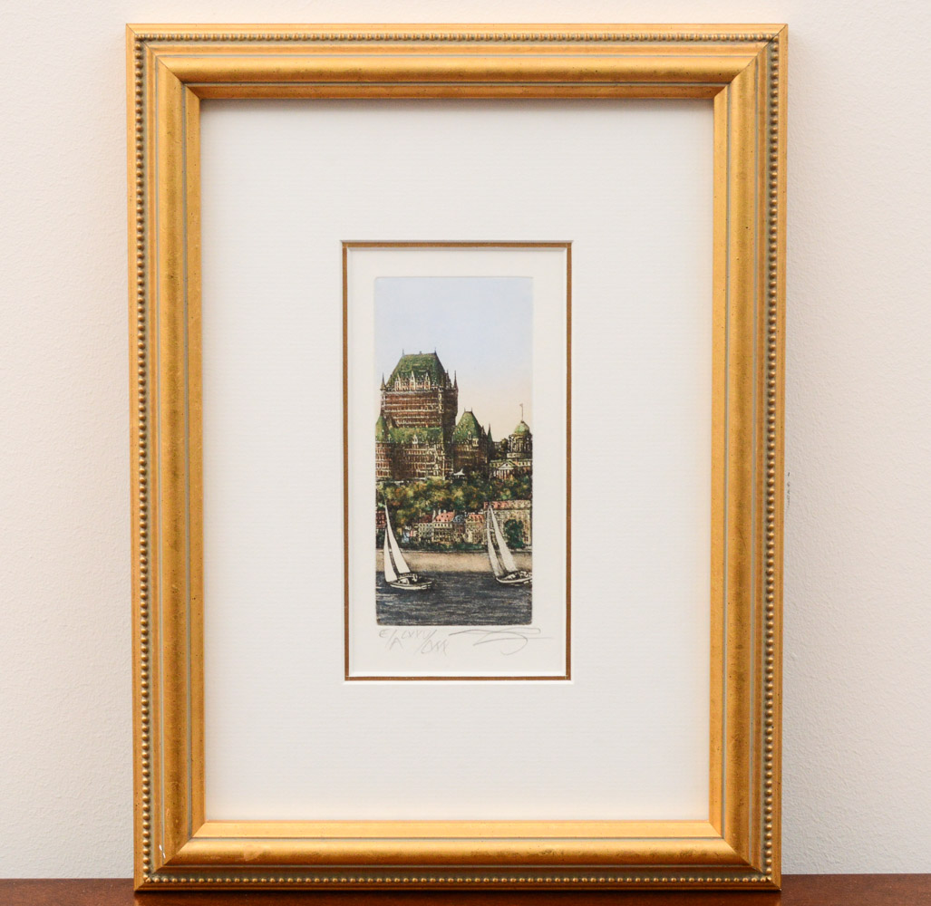 Denise Godbout Etching on Paper "Hissez les Voiles" and Garden Window Prints