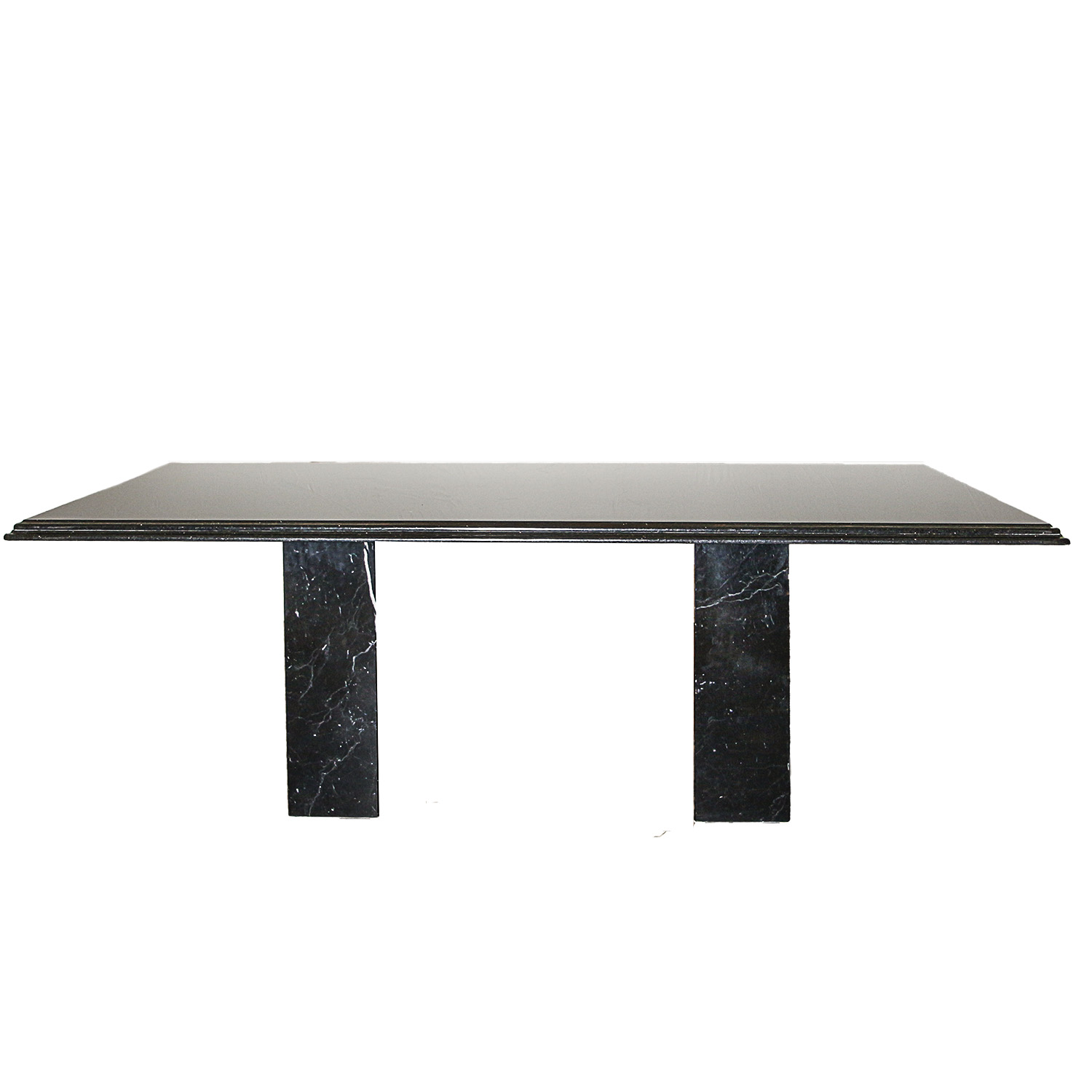 Black Granite Top Dining Table with Marble Base