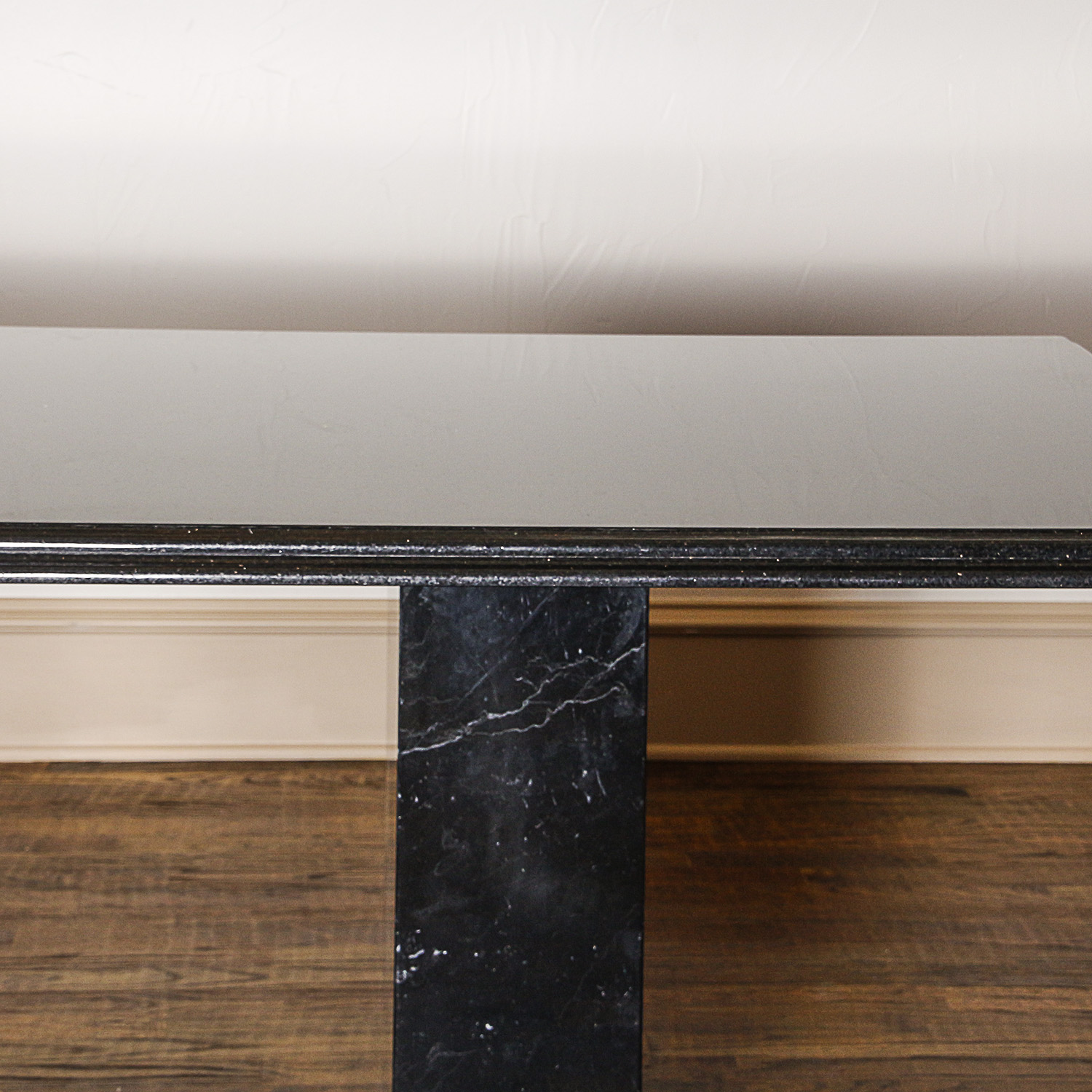 Black Granite Top Dining Table with Marble Base