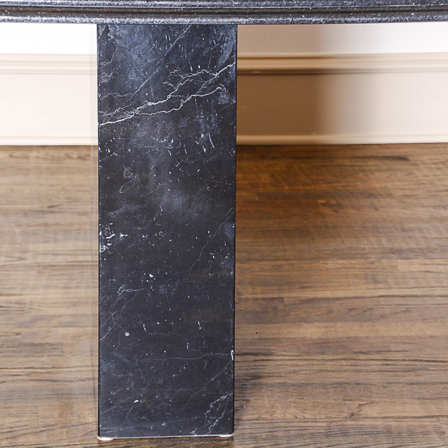 Black Granite Top Dining Table with Marble Base