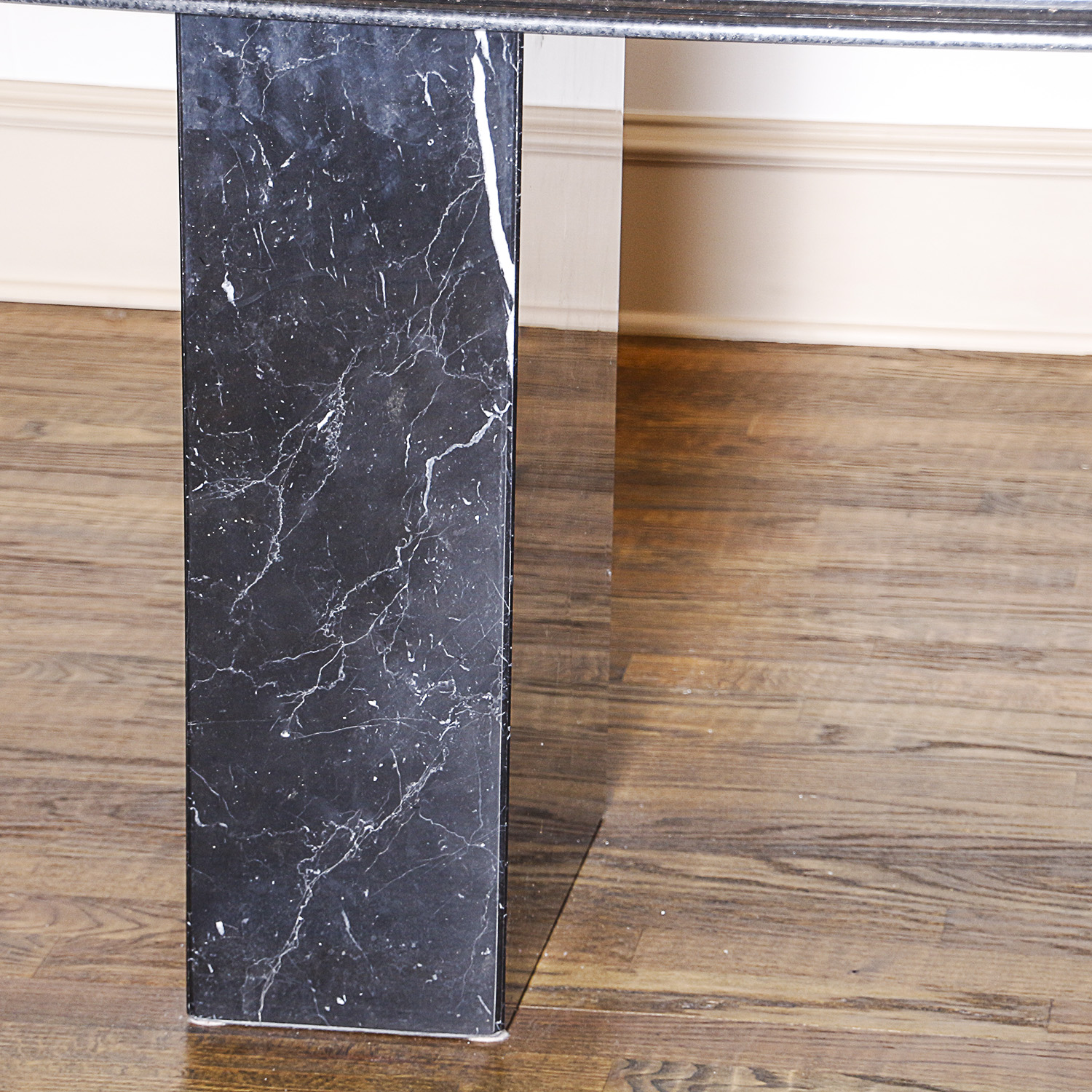 Black Granite Top Dining Table with Marble Base